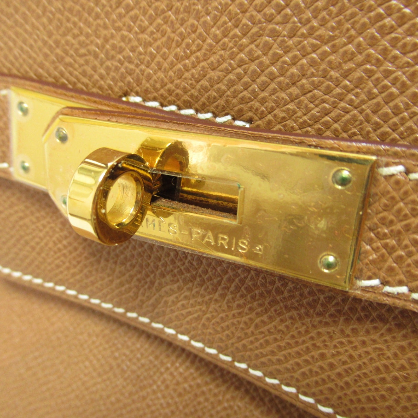 HERMES Courchevel皮革Birkin 40金扣手挽袋Gold/啡色
