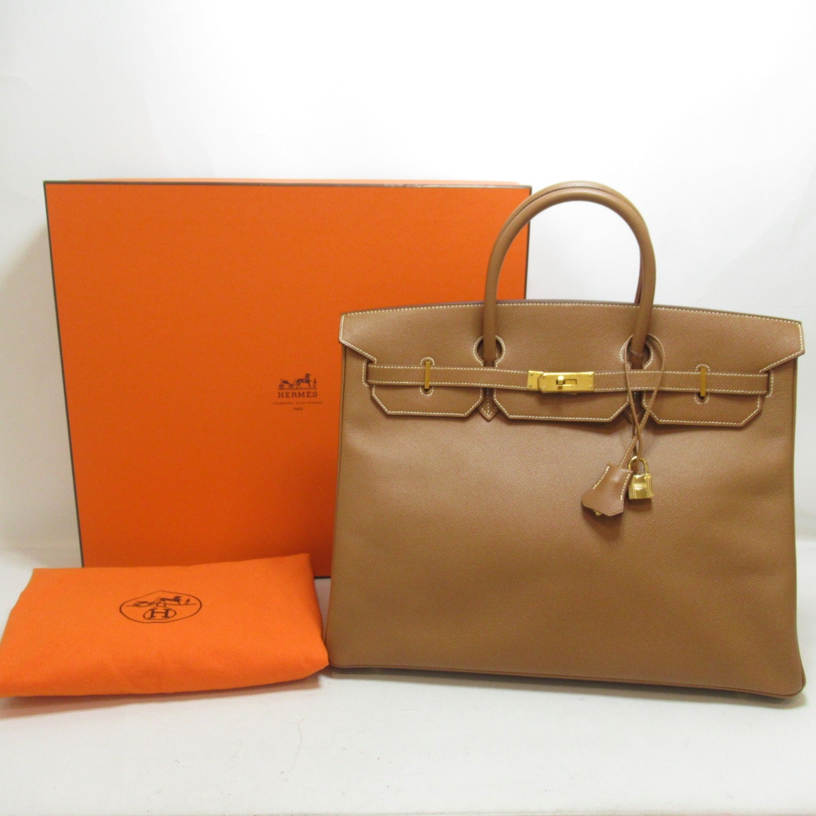 HERMES Courchevel皮革Birkin 40金扣手挽袋Gold/啡色