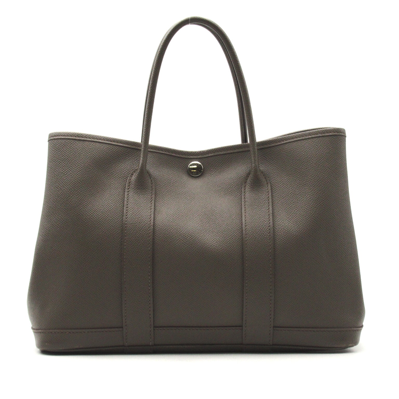 HERMES Epsom皮革Garden party 30 TPM银扣手挽袋灰色/Etain