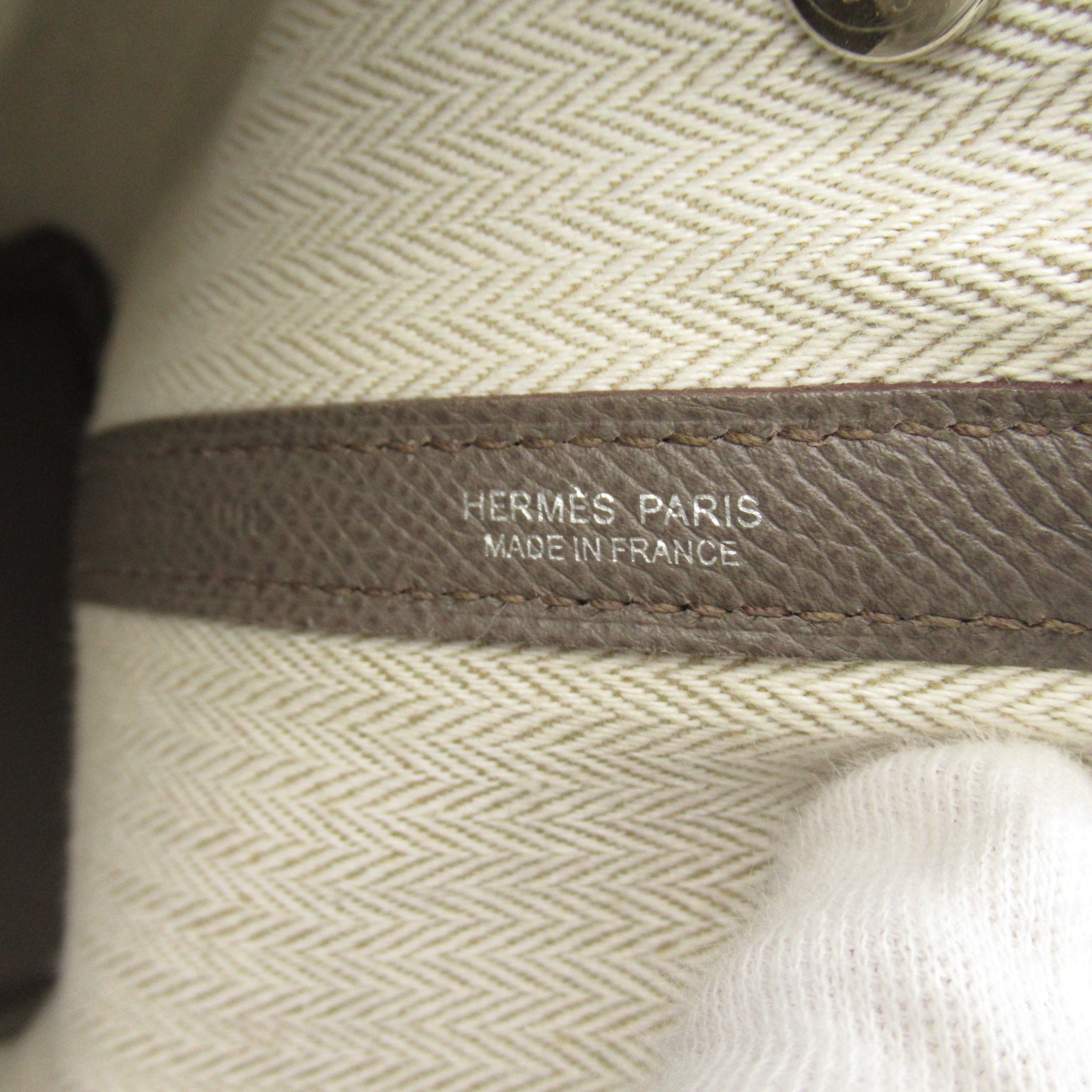 HERMES Epsom皮革Garden party 30 TPM银扣手挽袋灰色/Etain