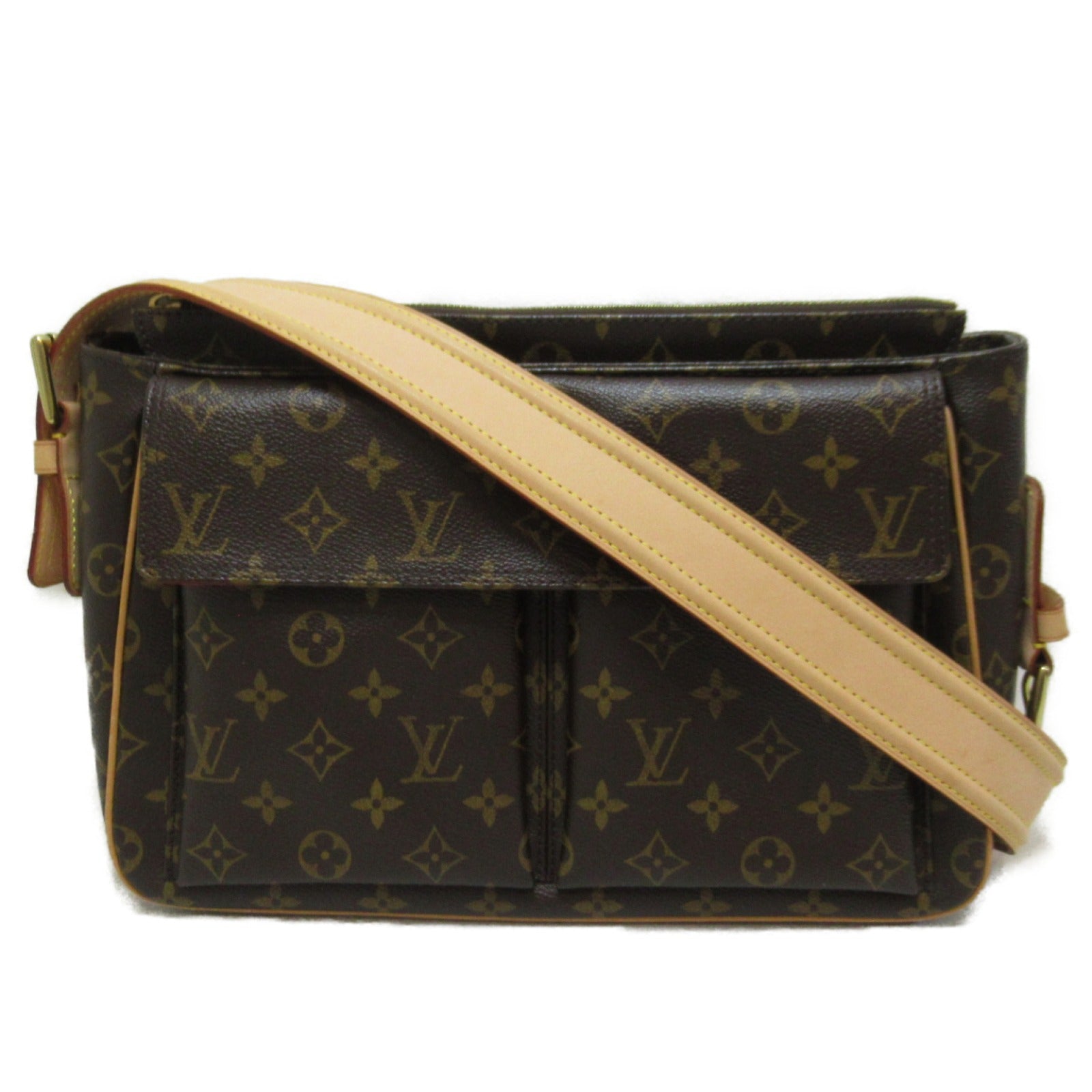 LOUIS VUITTON Monogram Viva Cite GM金扣肩背袋啡色