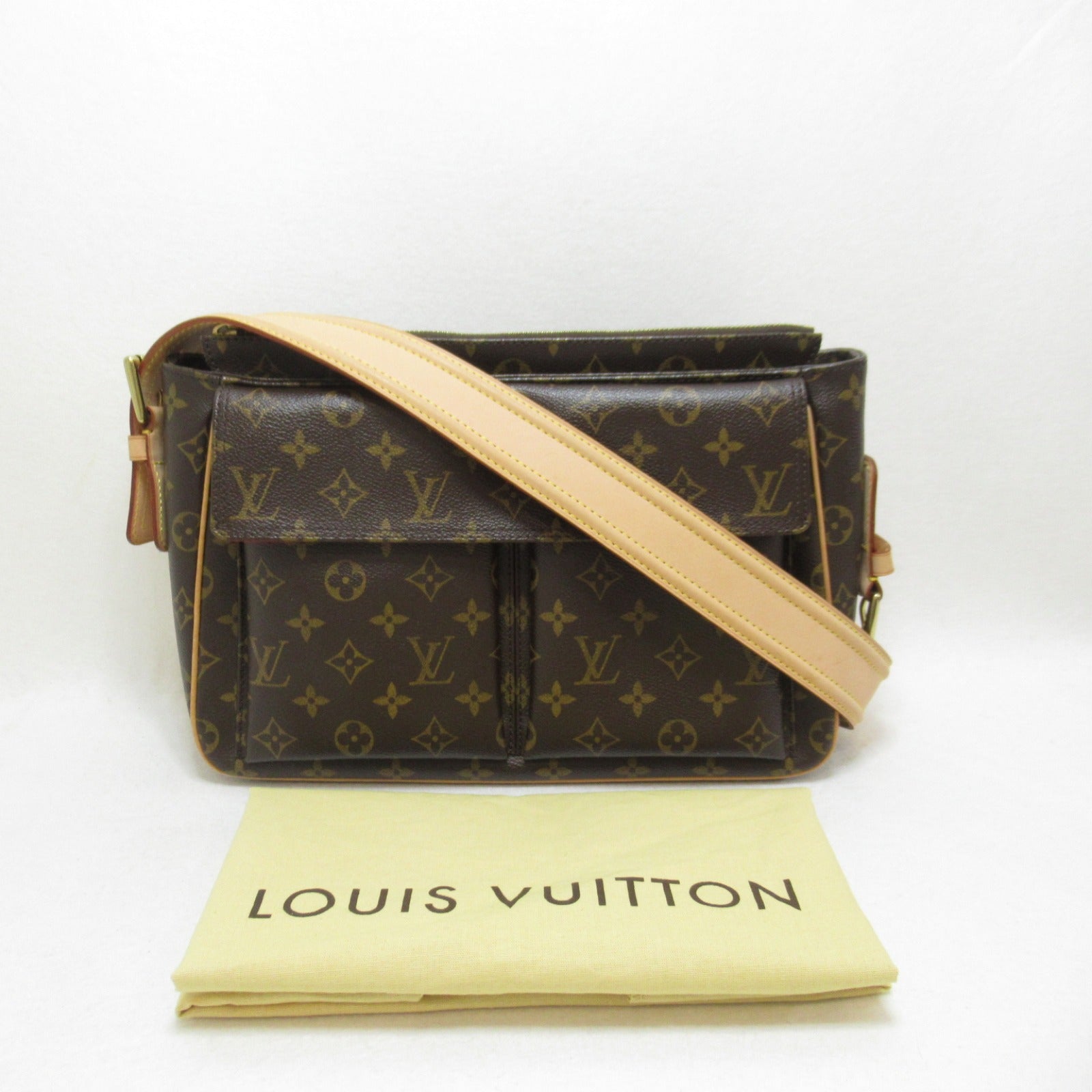 LOUIS VUITTON Monogram Viva Cite GM金扣肩背袋啡色