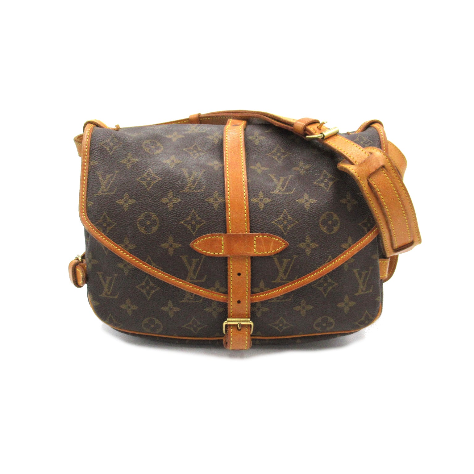 LOUIS VUITTON Monogram Saumur 30金扣肩背袋啡色