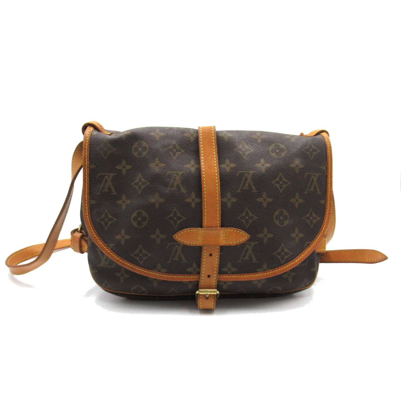 LOUIS VUITTON Monogram Saumur 30金扣肩背袋啡色