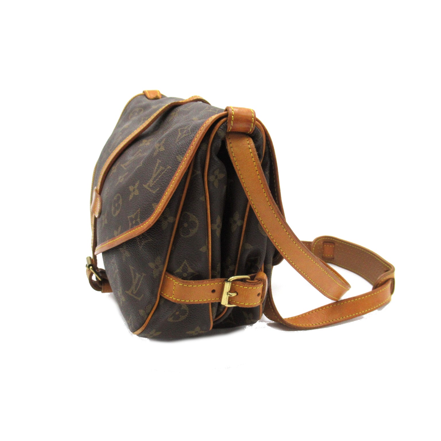 LOUIS VUITTON Monogram Saumur 30金扣肩背袋啡色