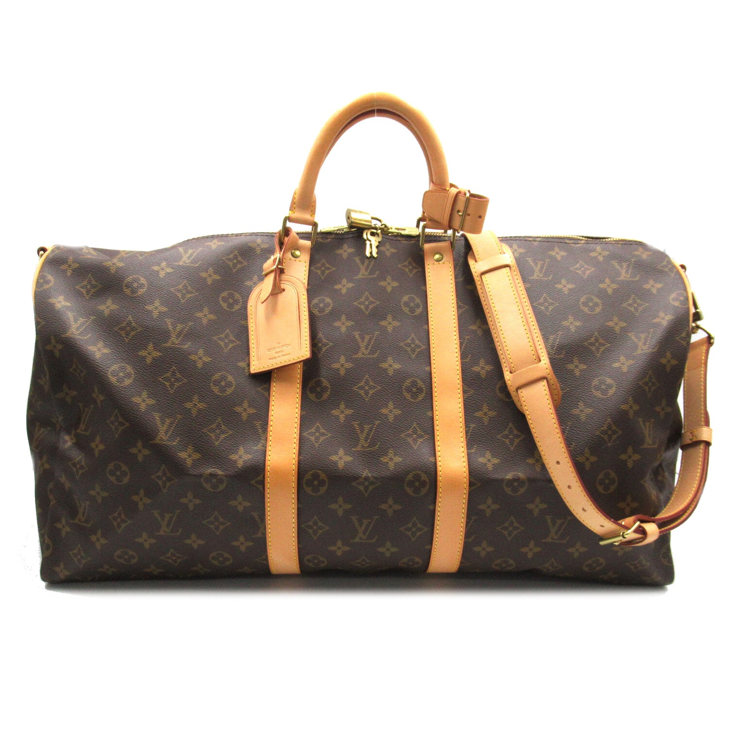 LOUIS VUITTON Monogram Keepall 55 Bandoulie金扣手挽肩背兩用袋啡色