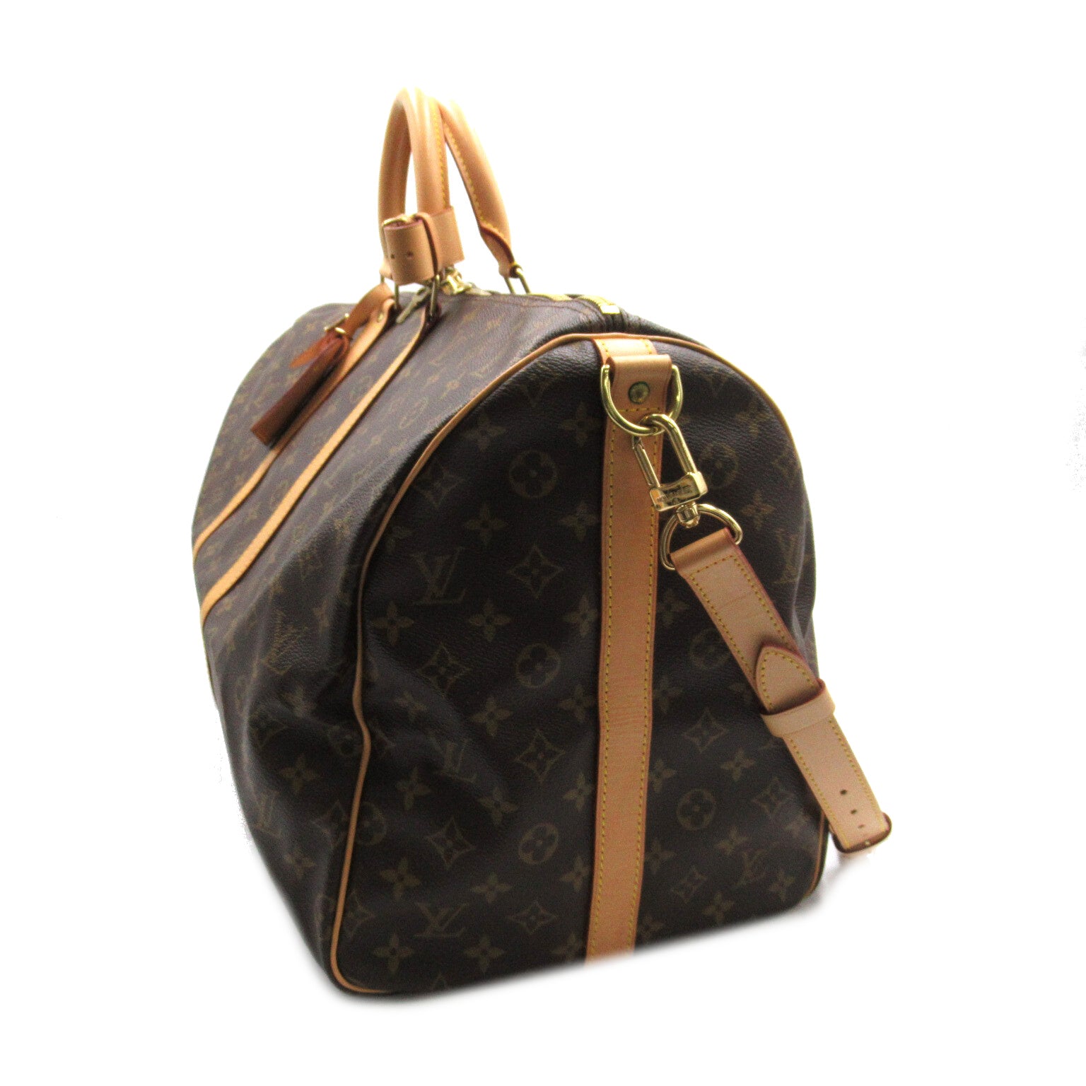 LOUIS VUITTON Monogram Keepall 55 Bandoulie金扣手挽肩背兩用袋啡色