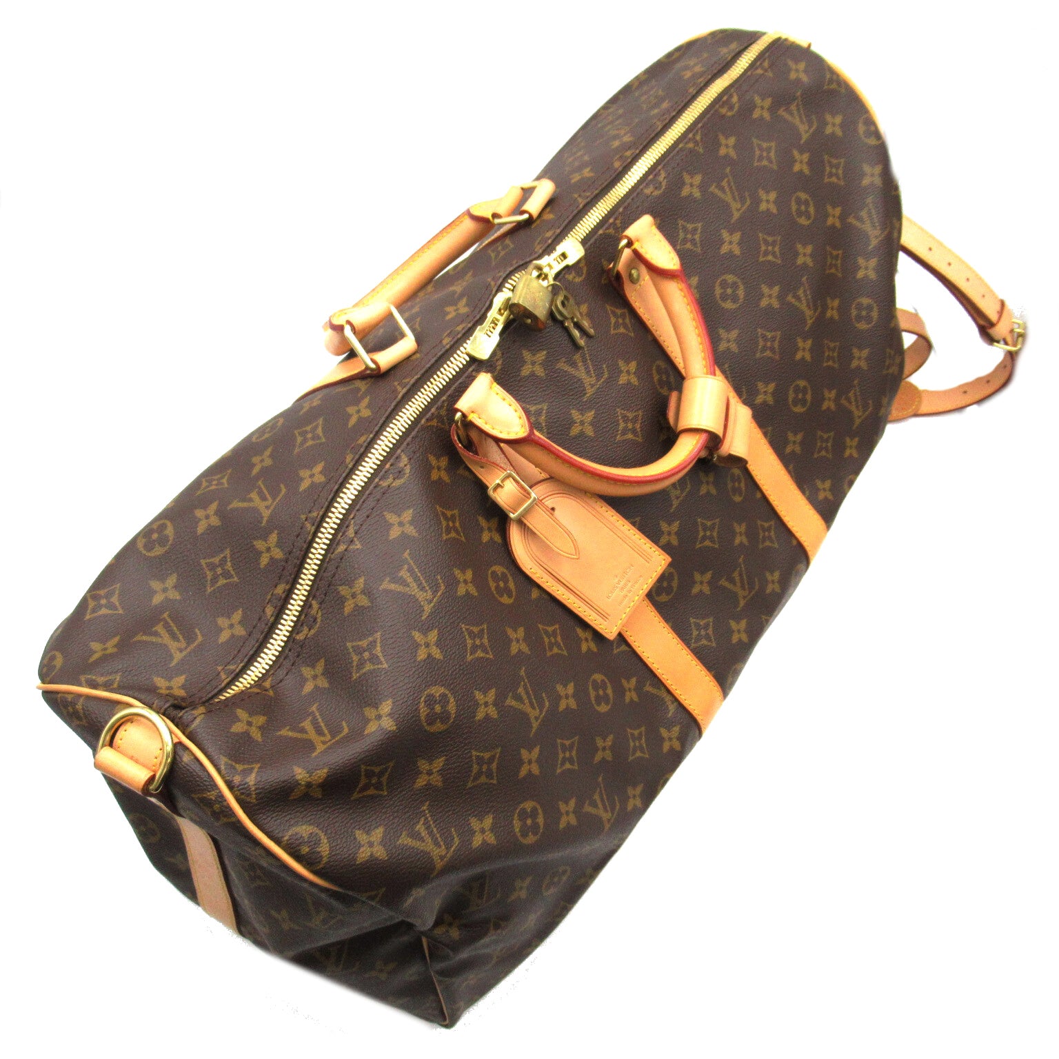 LOUIS VUITTON Monogram Keepall 55 Bandoulie金扣手挽肩背兩用袋啡色