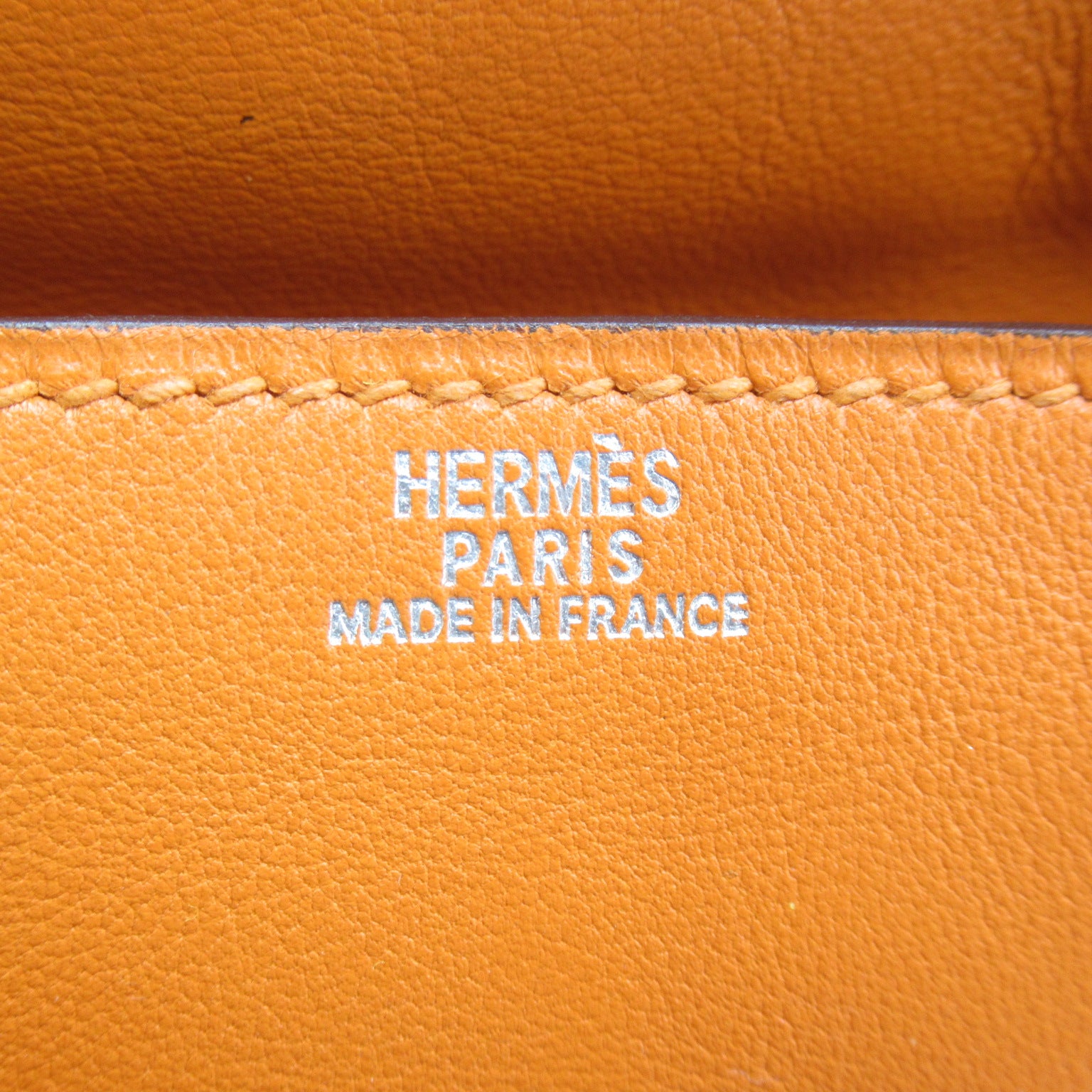 HERMES 【激減優惠】Swift皮革Kelly Doll銀扣手挽袋Orange/橙色