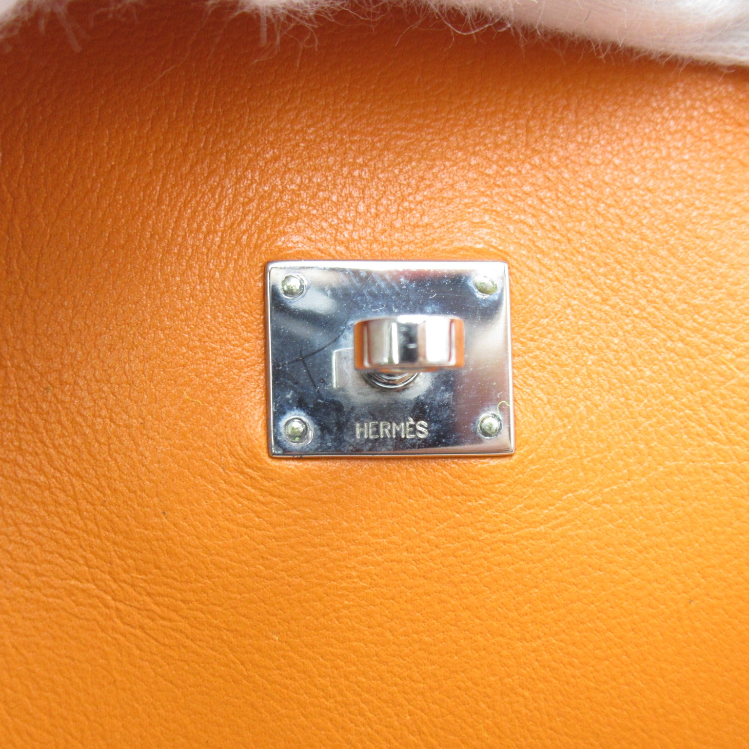 HERMES 【激減優惠】Swift皮革Kelly Doll銀扣手挽袋Orange/橙色