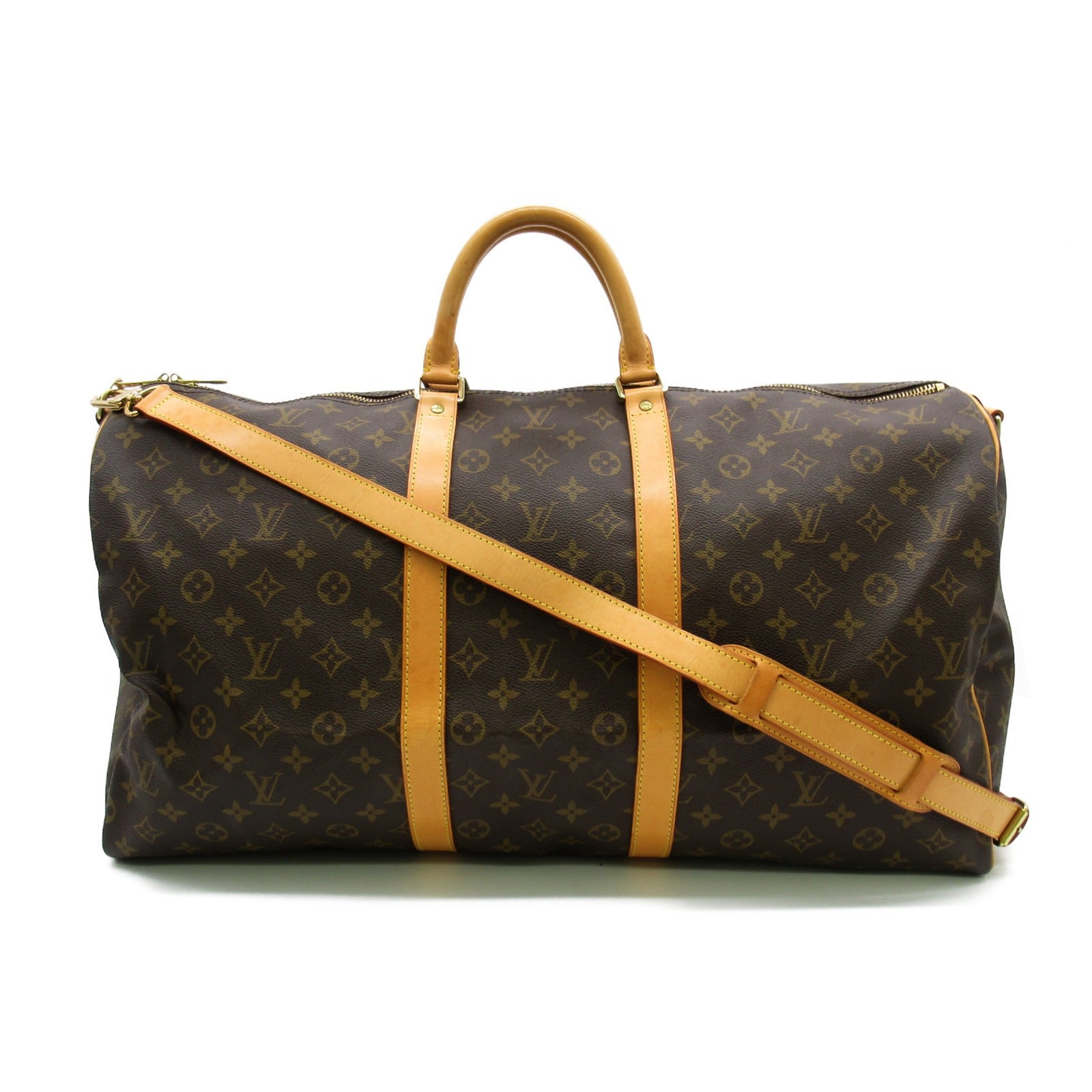 LOUIS VUITTON Monogram Keepall 55 Bandoulie手挽肩背兩用袋啡色