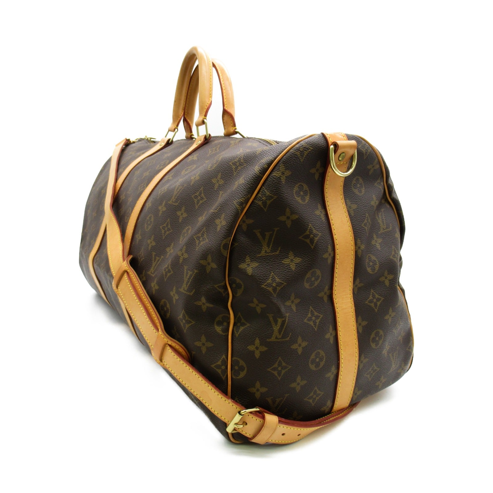 LOUIS VUITTON Monogram Keepall 55 Bandoulie手挽肩背兩用袋啡色