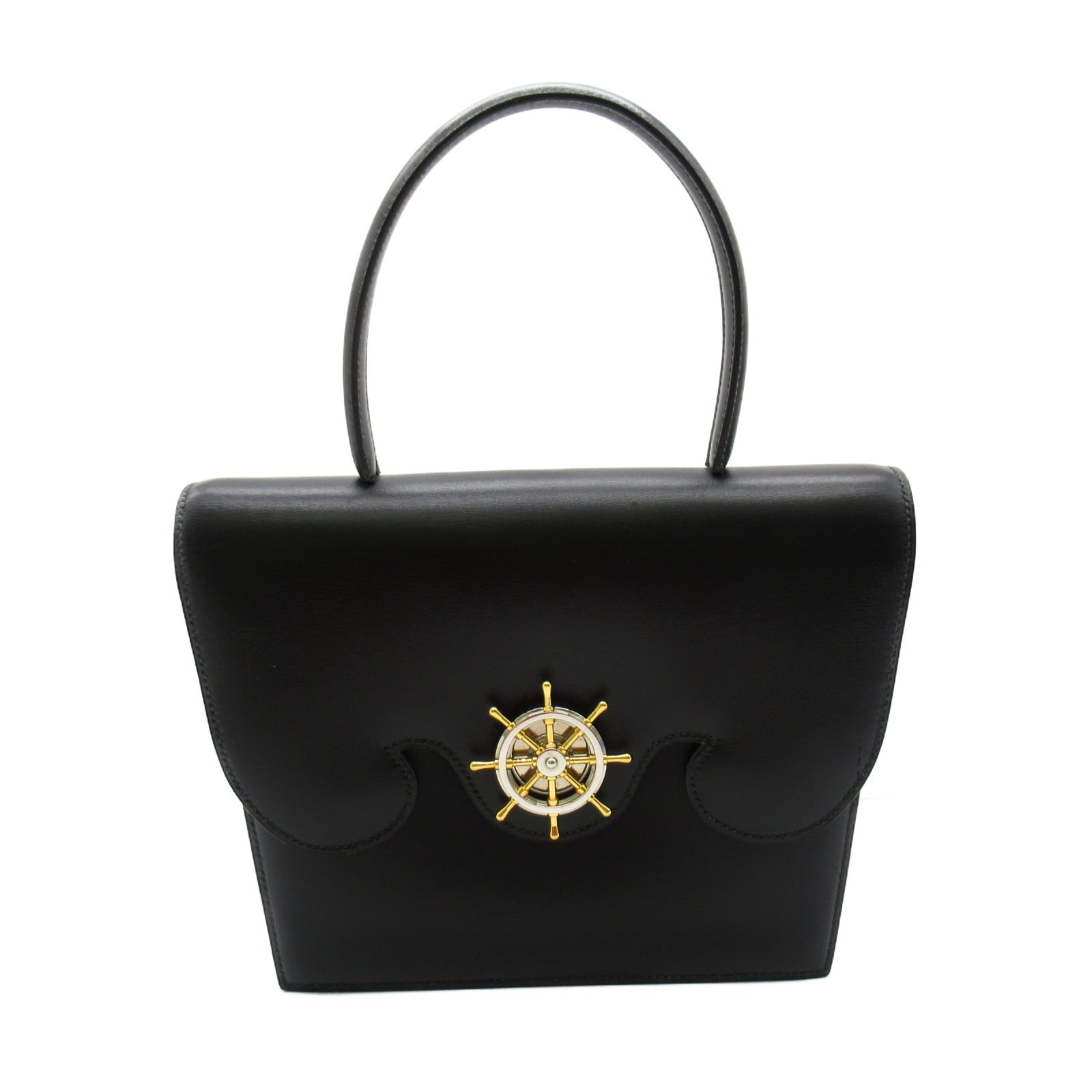 HERMES Box Calf 皮革Frigate銀扣/金扣手挽袋Noir/黑色