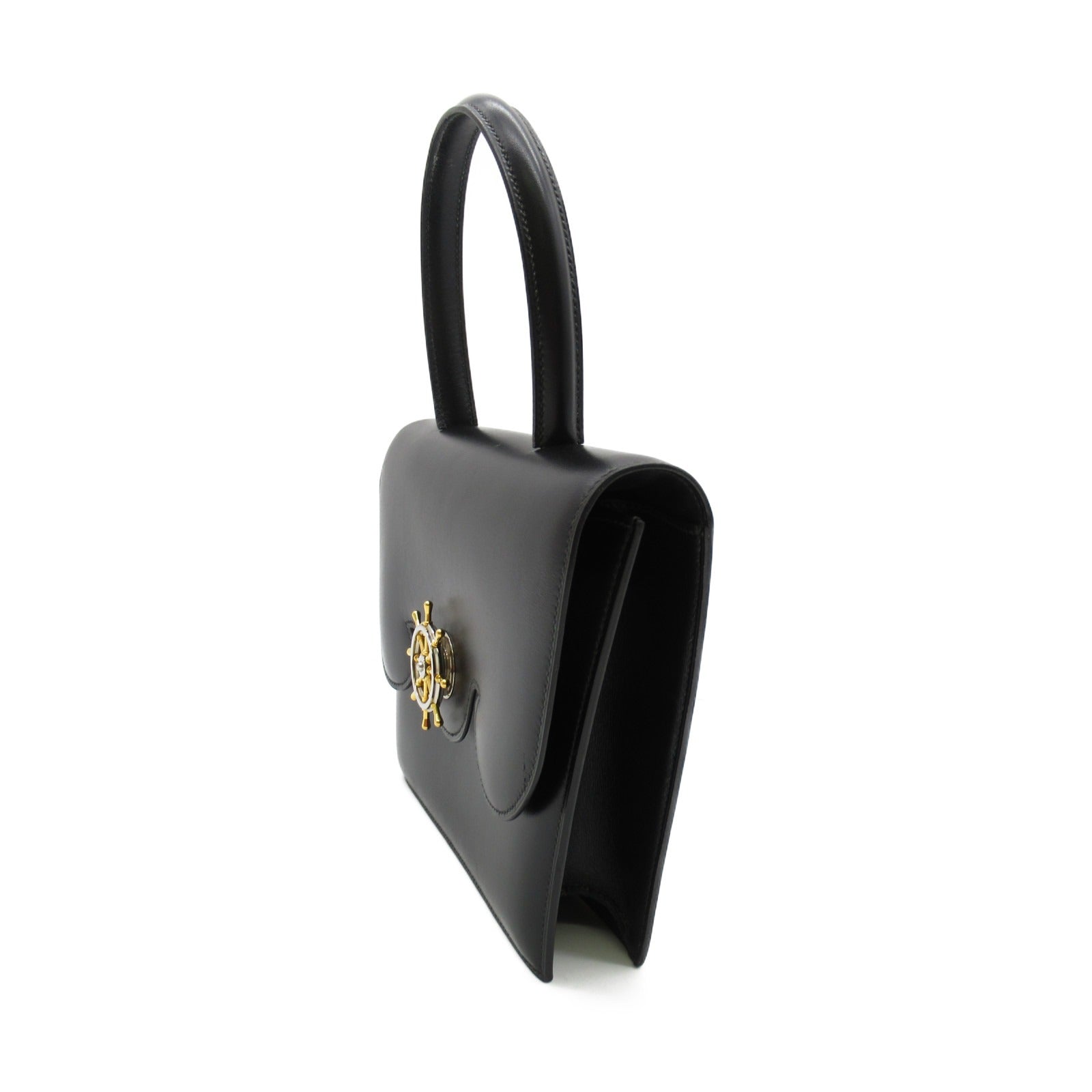 HERMES Box Calf 皮革Frigate銀扣/金扣手挽袋Noir/黑色