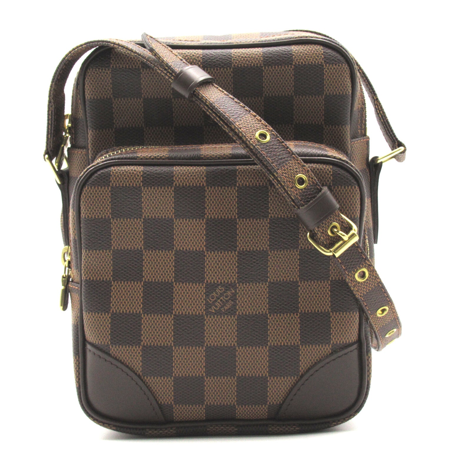 LOUIS VUITTON Damier Amazon金扣肩背袋啡色