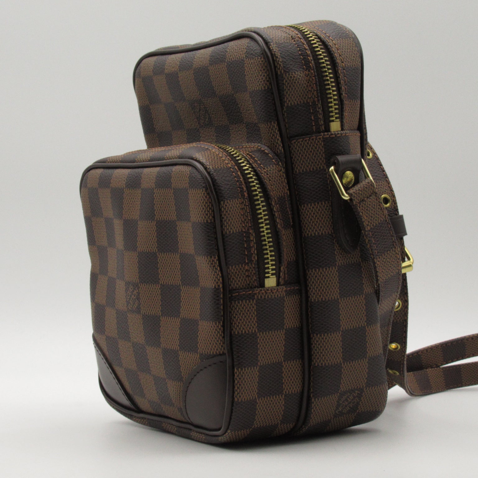 LOUIS VUITTON Damier Amazon金扣肩背袋啡色