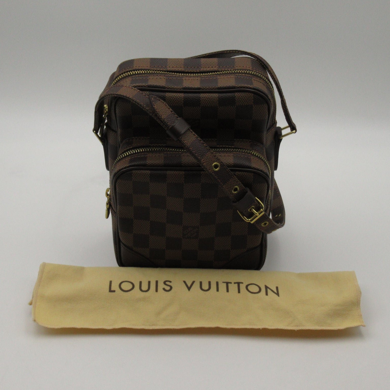 LOUIS VUITTON Damier Amazon金扣肩背袋啡色