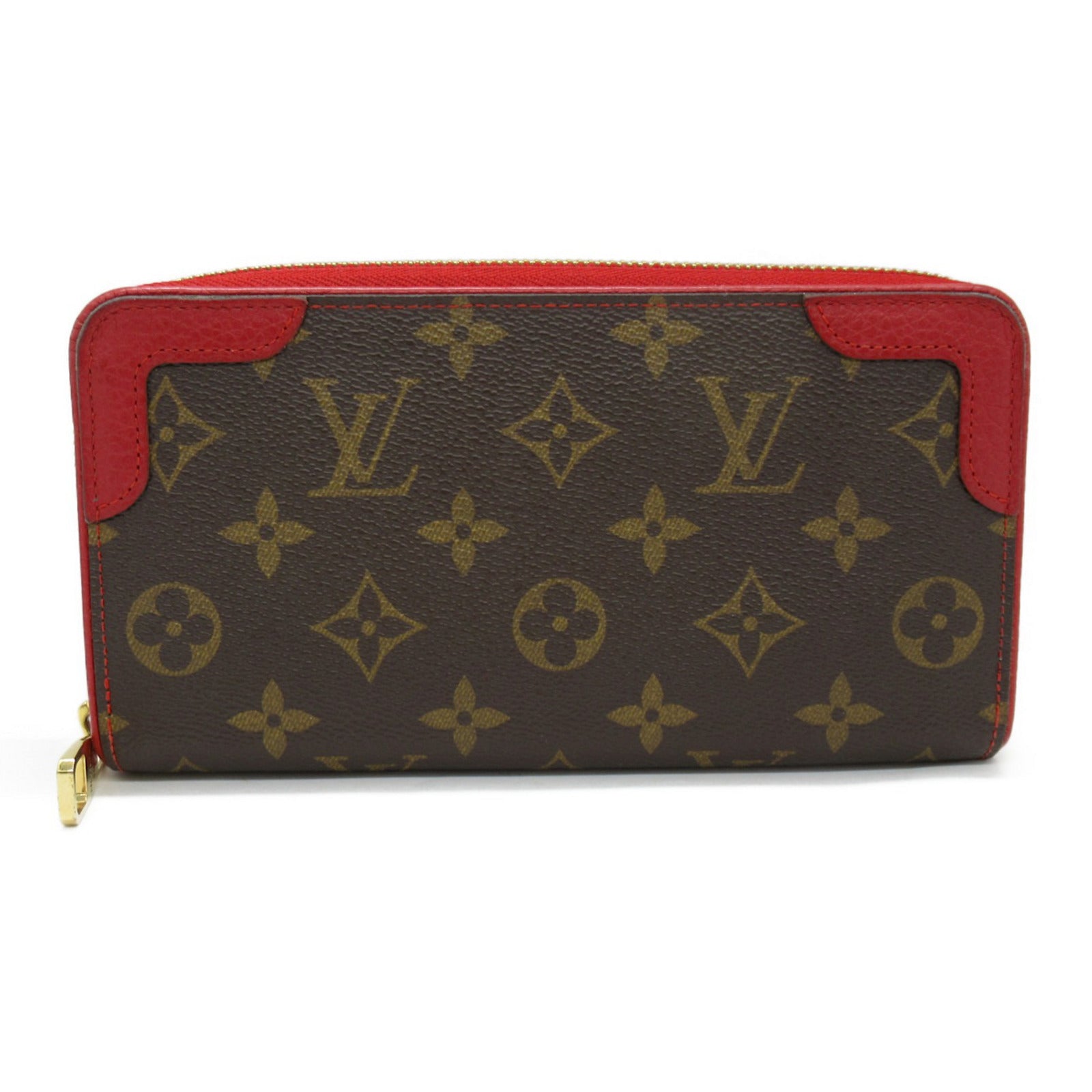 LOUIS VUITTON Monogram Zippy Wallet Retiro長錢包紅色/啡色