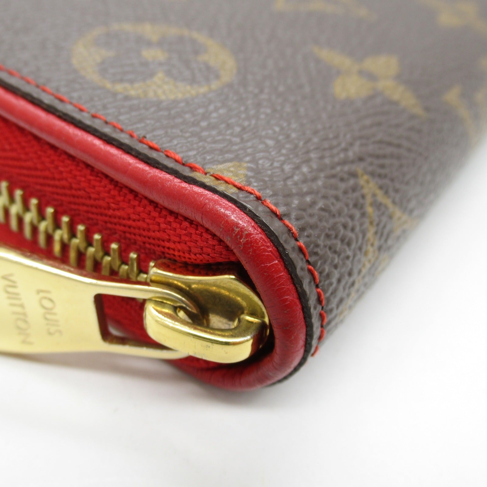 LOUIS VUITTON Monogram Zippy Wallet Retiro長錢包紅色/啡色