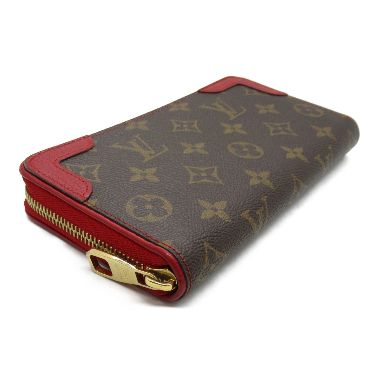LOUIS VUITTON Monogram Zippy Wallet Retiro長錢包紅色/啡色