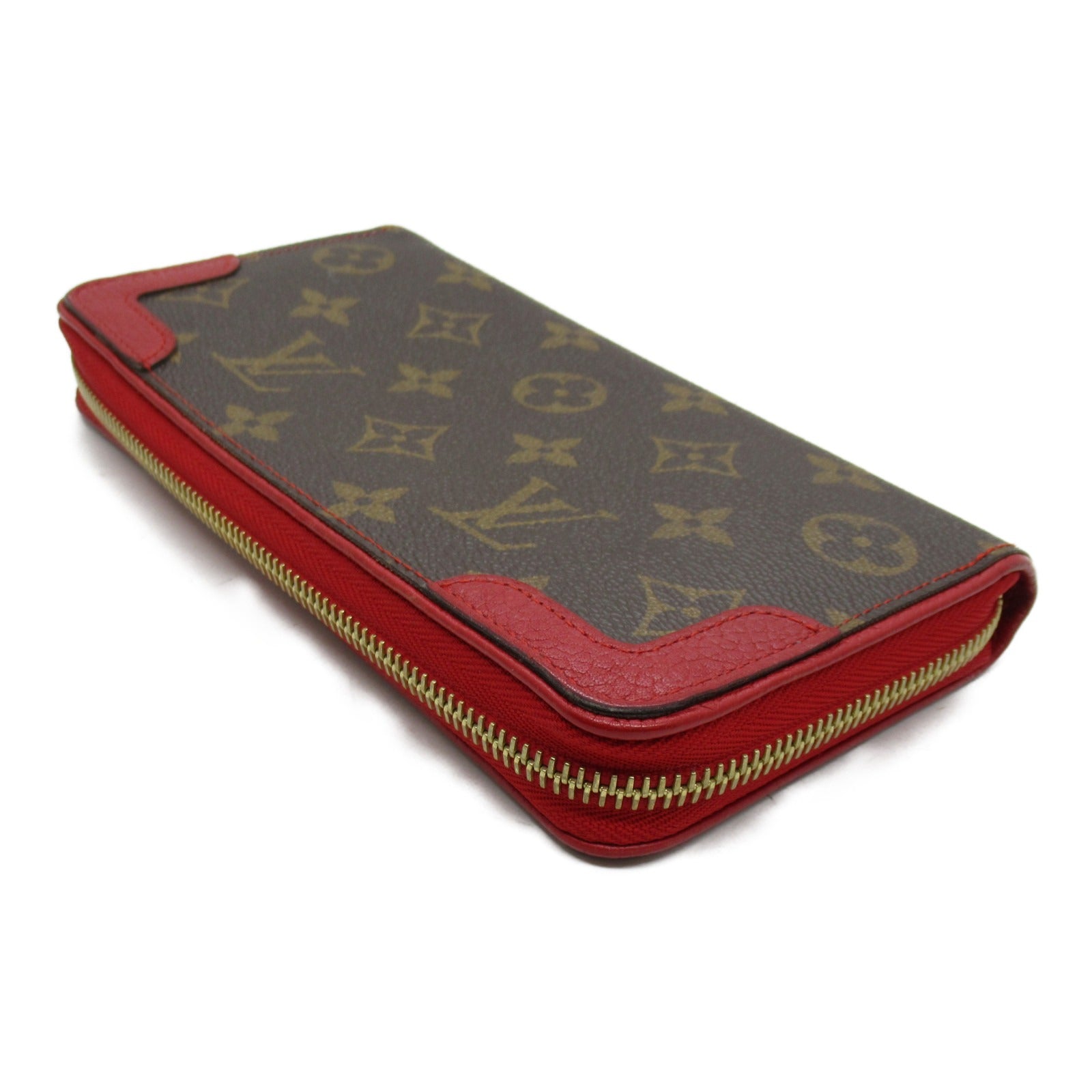 LOUIS VUITTON Monogram Zippy Wallet Retiro長錢包紅色/啡色
