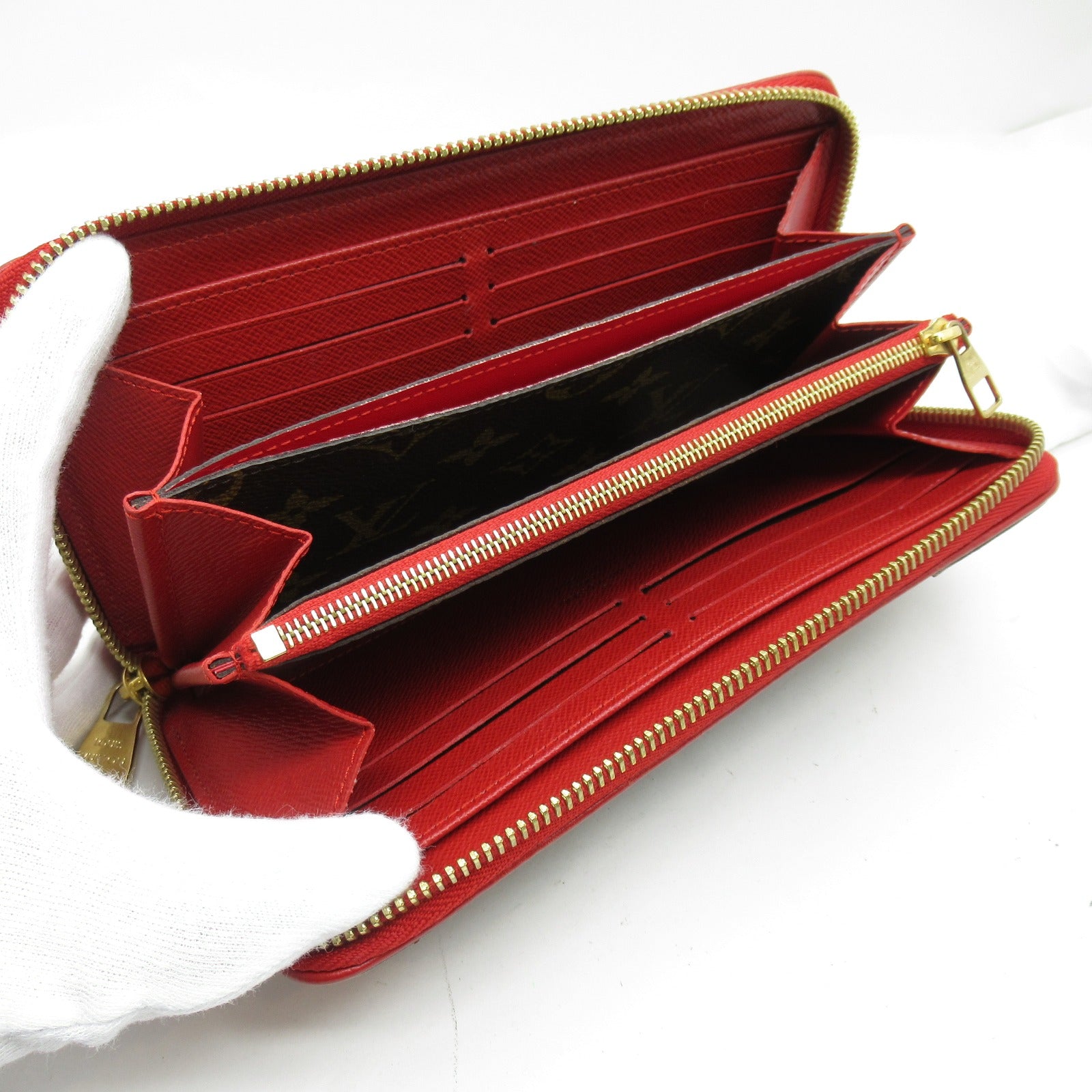 LOUIS VUITTON Monogram Zippy Wallet Retiro長錢包紅色/啡色