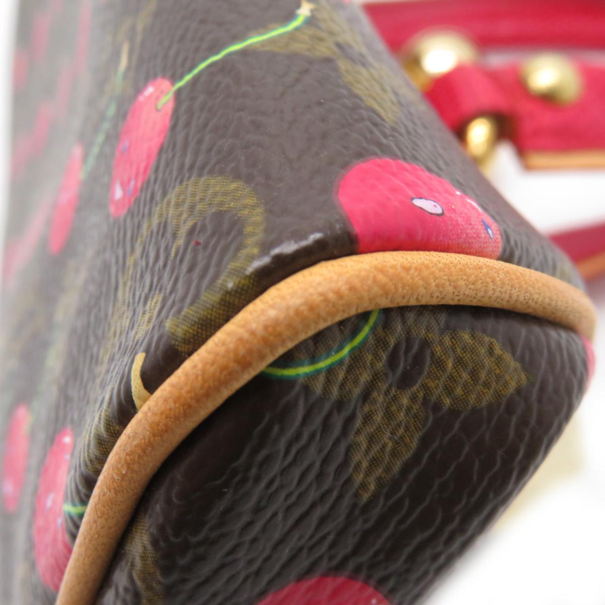 LOUIS VUITTON 【激減優惠】Mono-Cherry Sac Fermoir GM手挽袋啡色紅色
