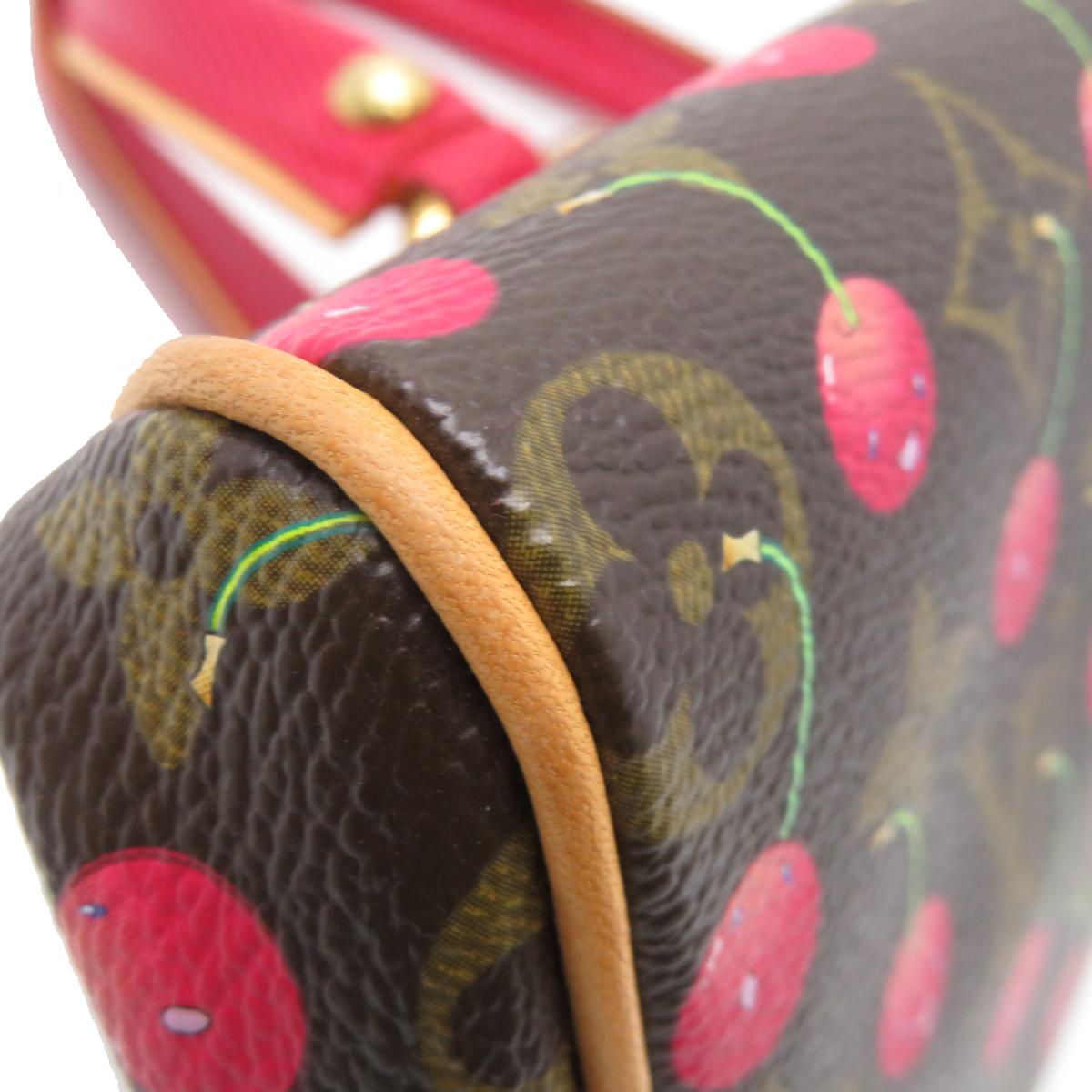 LOUIS VUITTON 【激減優惠】Mono-Cherry Sac Fermoir GM手挽袋啡色紅色