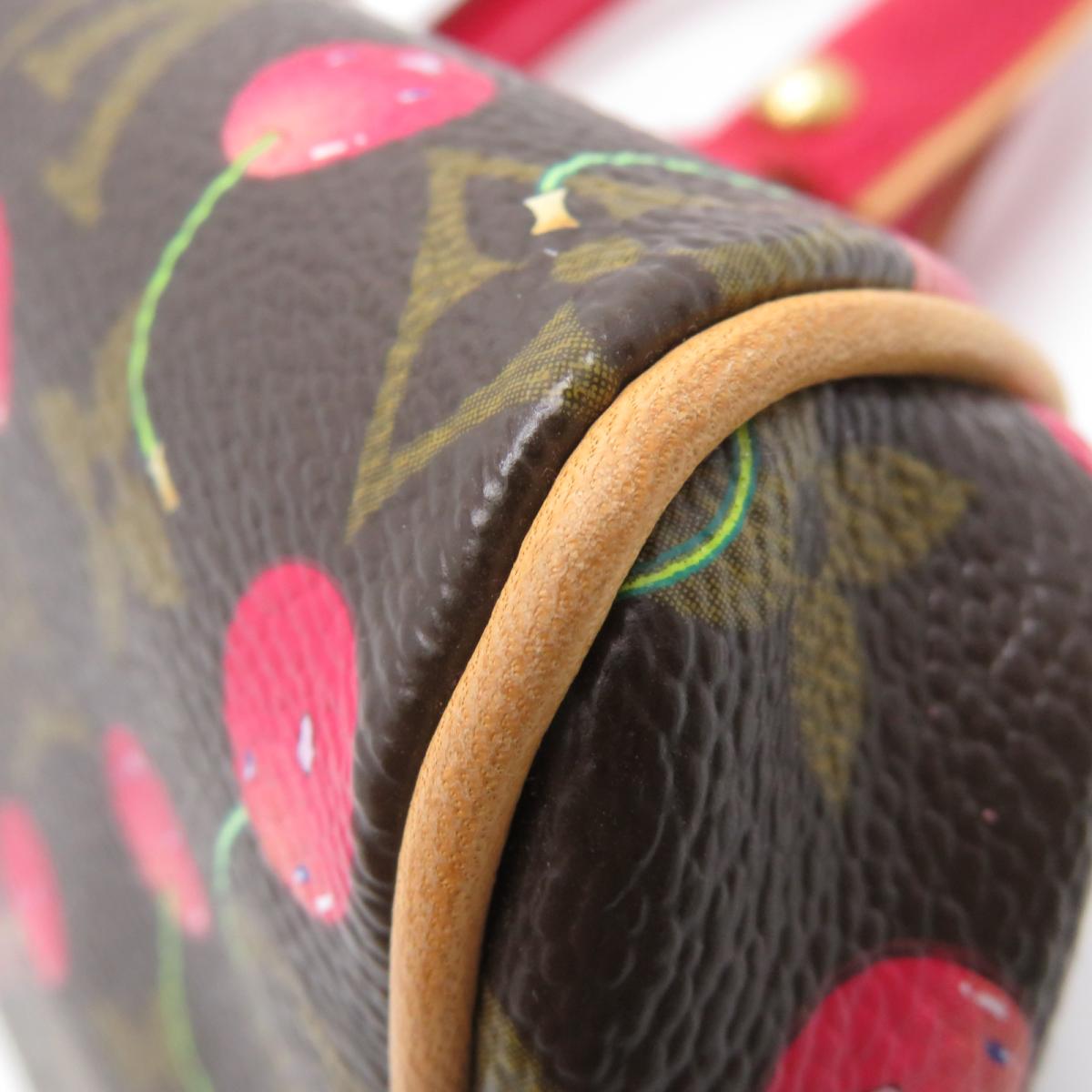 LOUIS VUITTON 【激減優惠】Mono-Cherry Sac Fermoir GM手挽袋啡色紅色