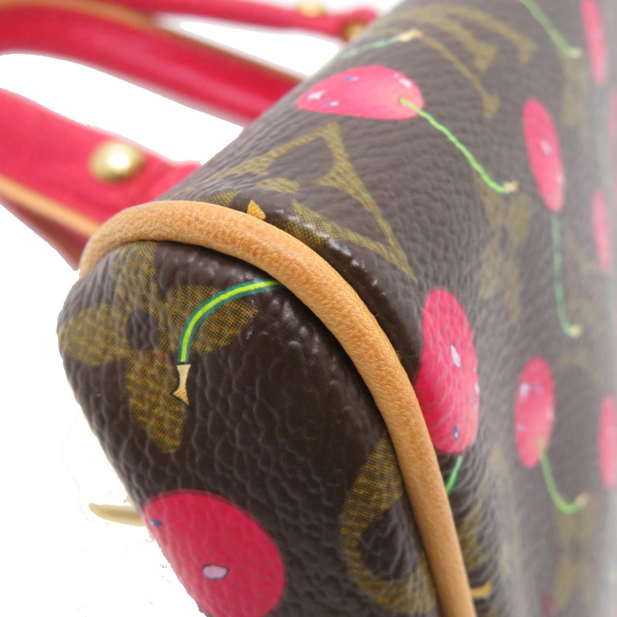 LOUIS VUITTON 【激減優惠】Mono-Cherry Sac Fermoir GM手挽袋啡色紅色