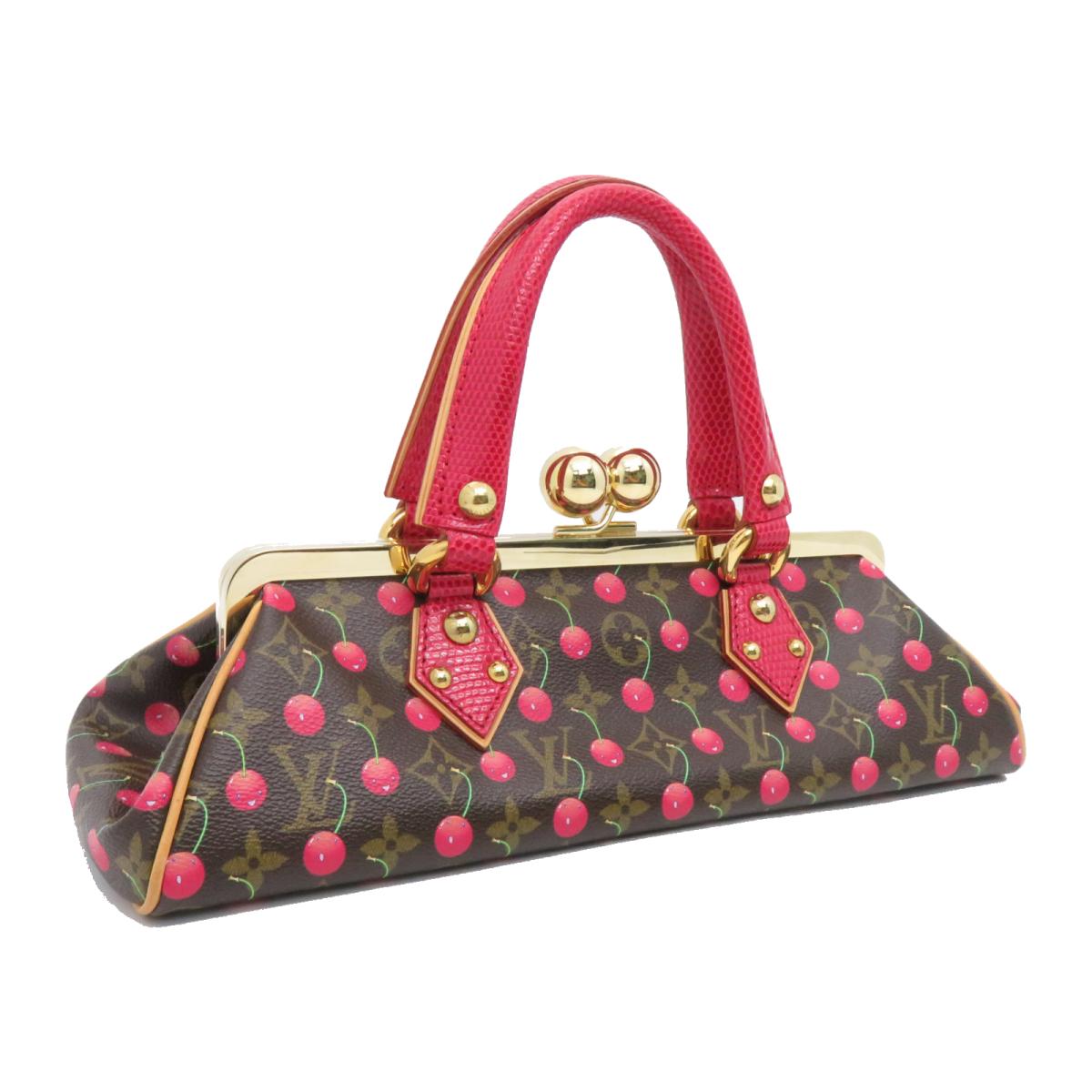 LOUIS VUITTON 【激減優惠】Mono-Cherry Sac Fermoir GM手挽袋啡色紅色