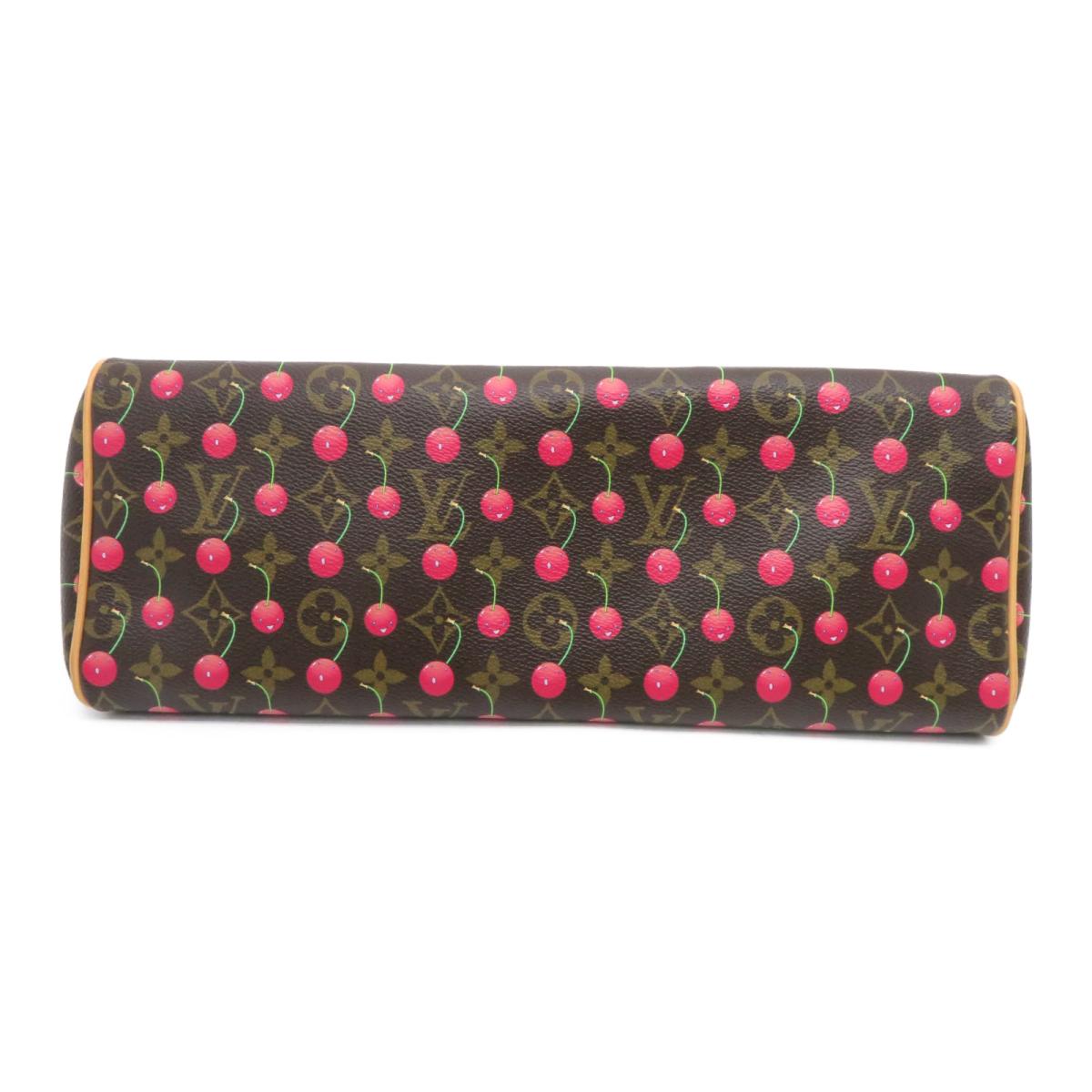 LOUIS VUITTON 【激減優惠】Mono-Cherry Sac Fermoir GM手挽袋啡色紅色