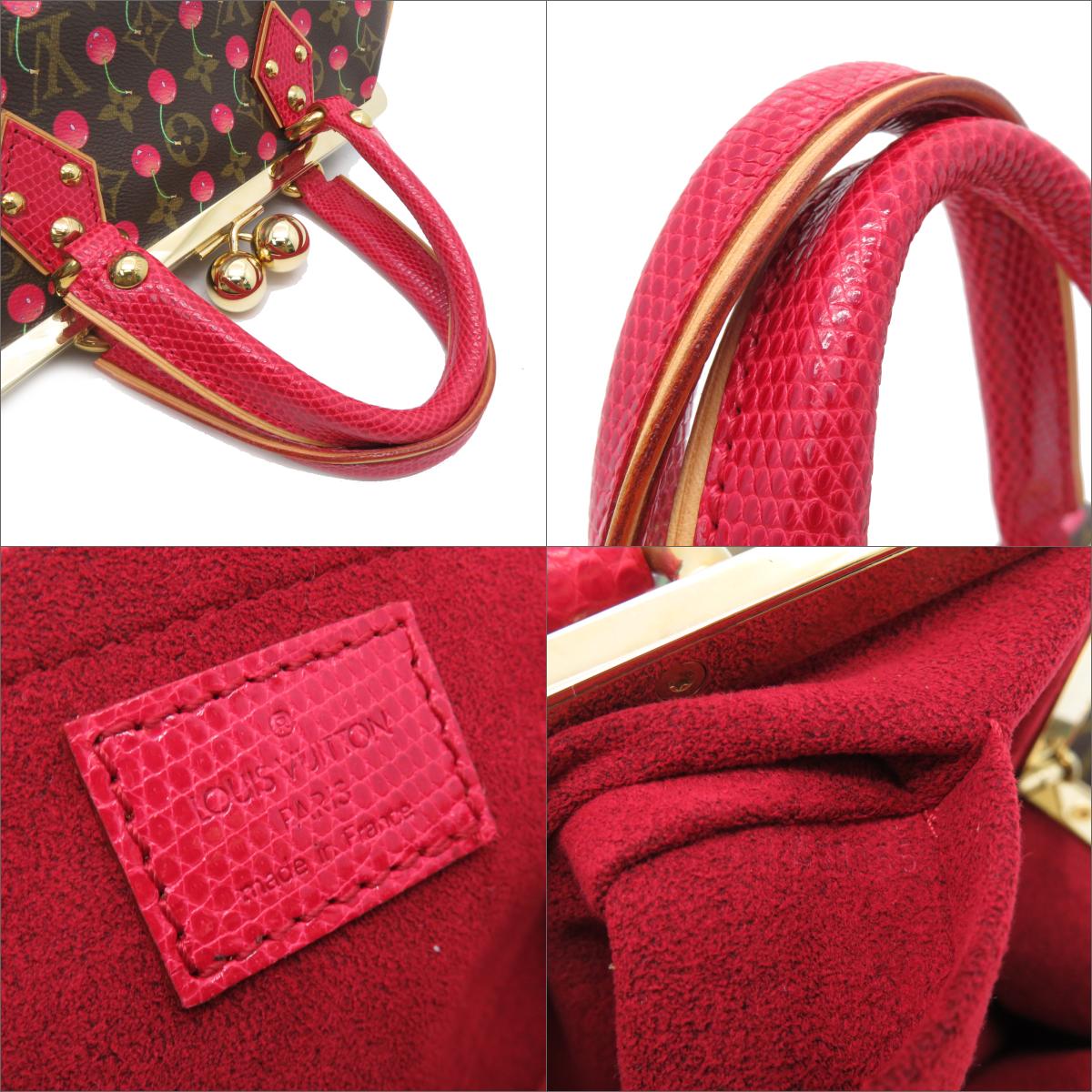 LOUIS VUITTON 【激減優惠】Mono-Cherry Sac Fermoir GM手挽袋啡色紅色