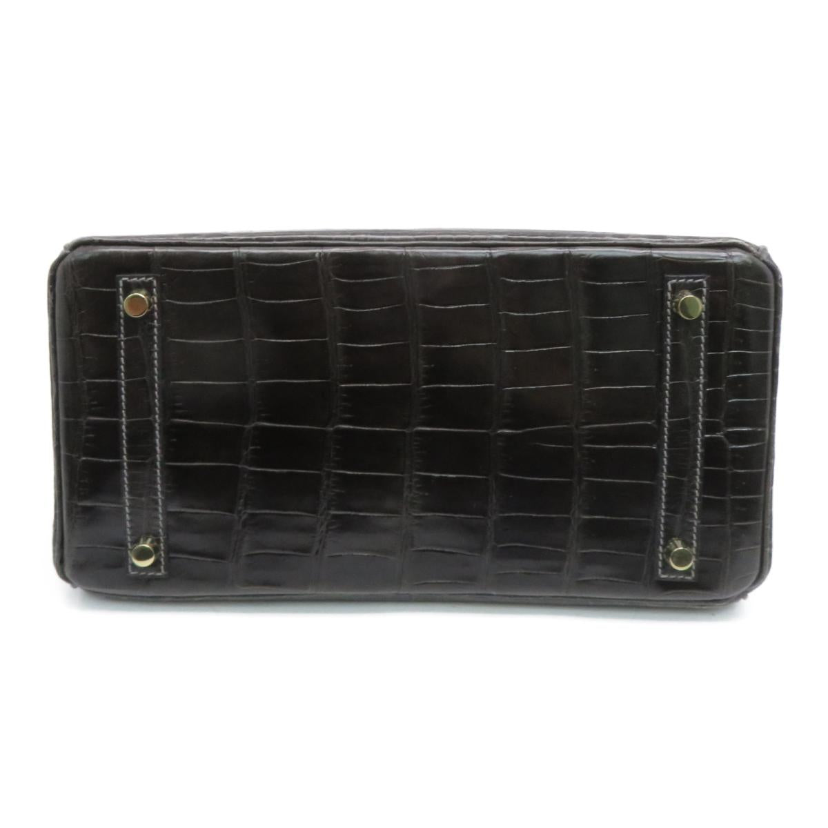 HERMES 【激減優惠】Crocodile Niloticus皮革Birkin 30金扣手挽袋黑色