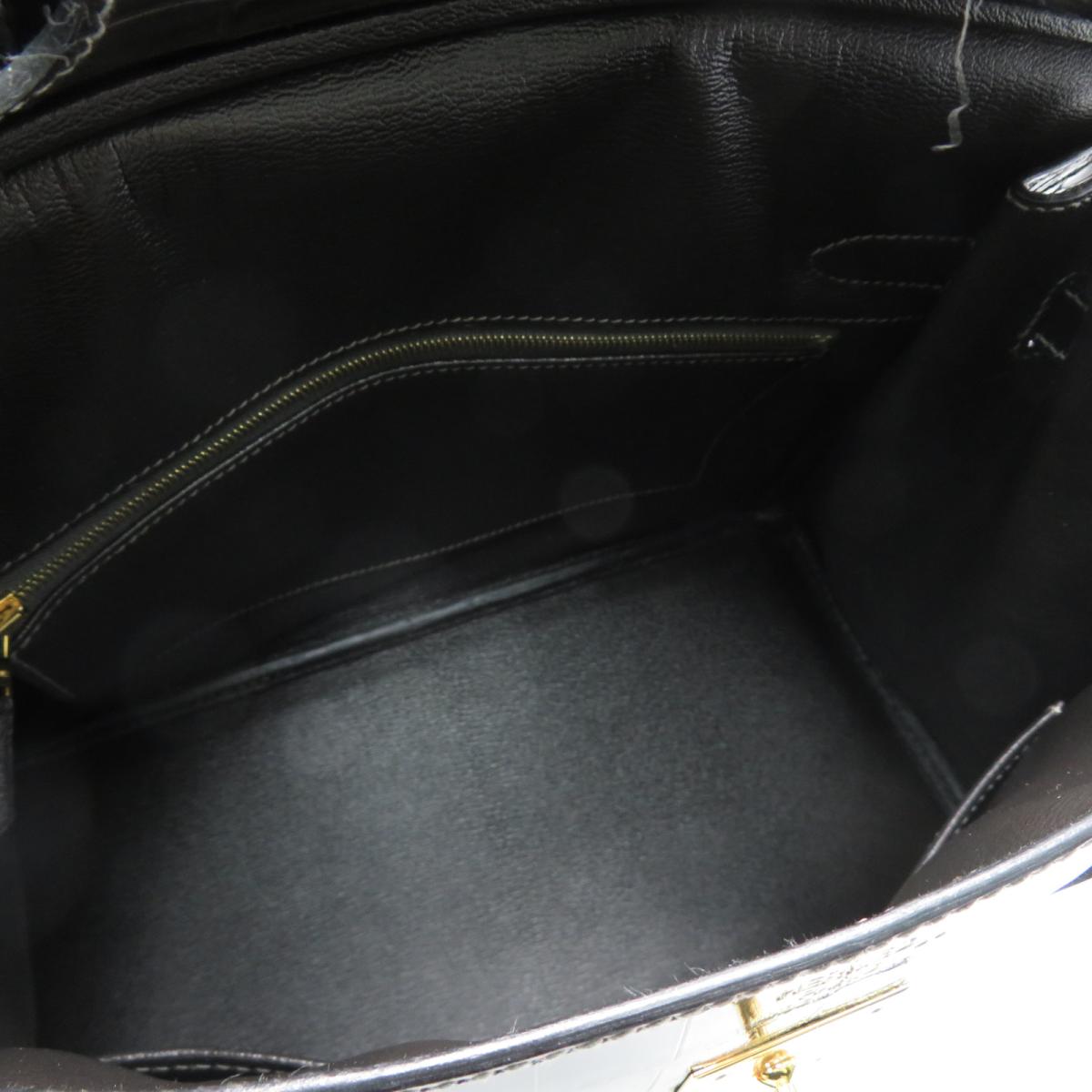 HERMES 【激減優惠】Crocodile Niloticus皮革Birkin 30金扣手挽袋黑色