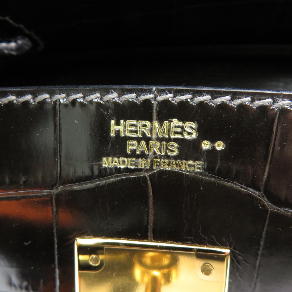 HERMES 【激減優惠】Crocodile Niloticus皮革Birkin 30金扣手挽袋黑色