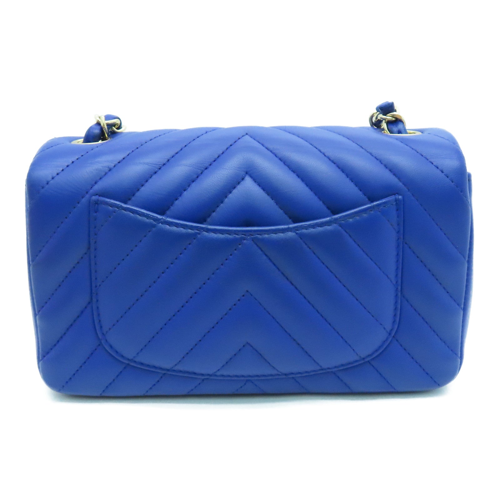 CHANEL twill sheepskin Classi Flap 20cm Chain Shoulder silver buckle chain shoulder bag blue