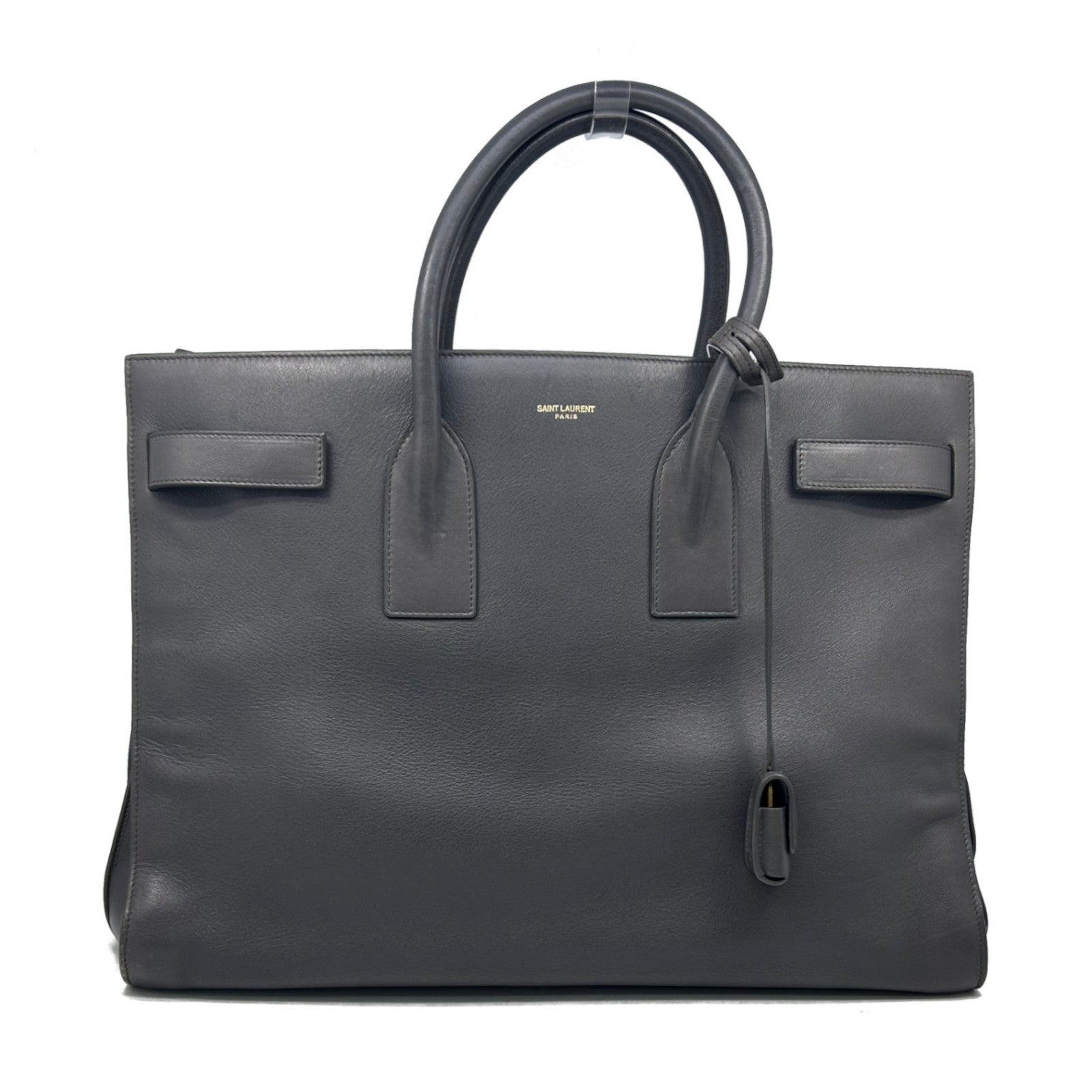 SAINT LAURENT 牛皮皮革Sac De Jour金扣手挽袋灰色