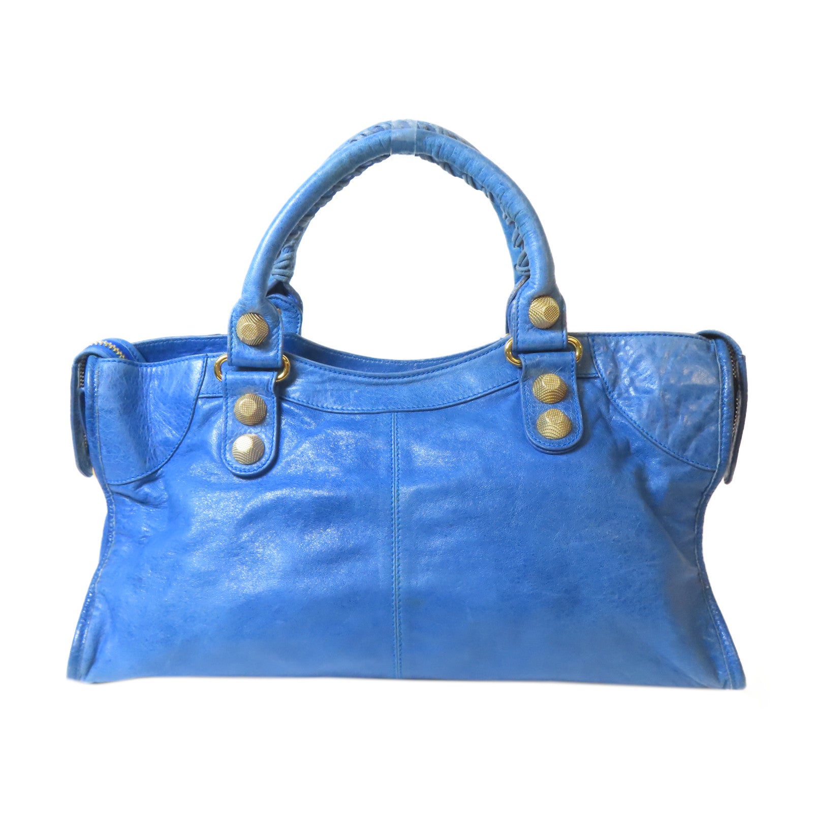 BALENCIAGA 皮革Giant Part Time金扣手挽肩背兩用袋藍色