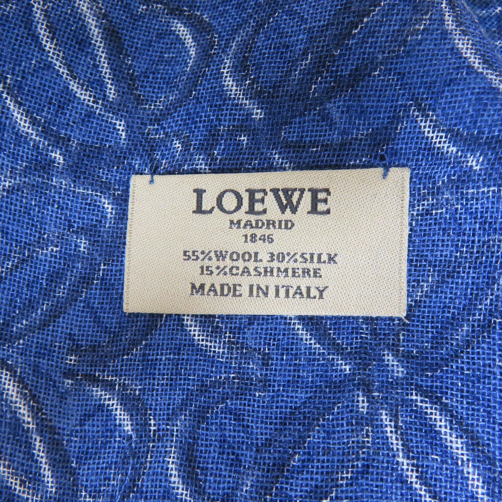LOEWE 羊毛/絲質Shawl披肩藍色
