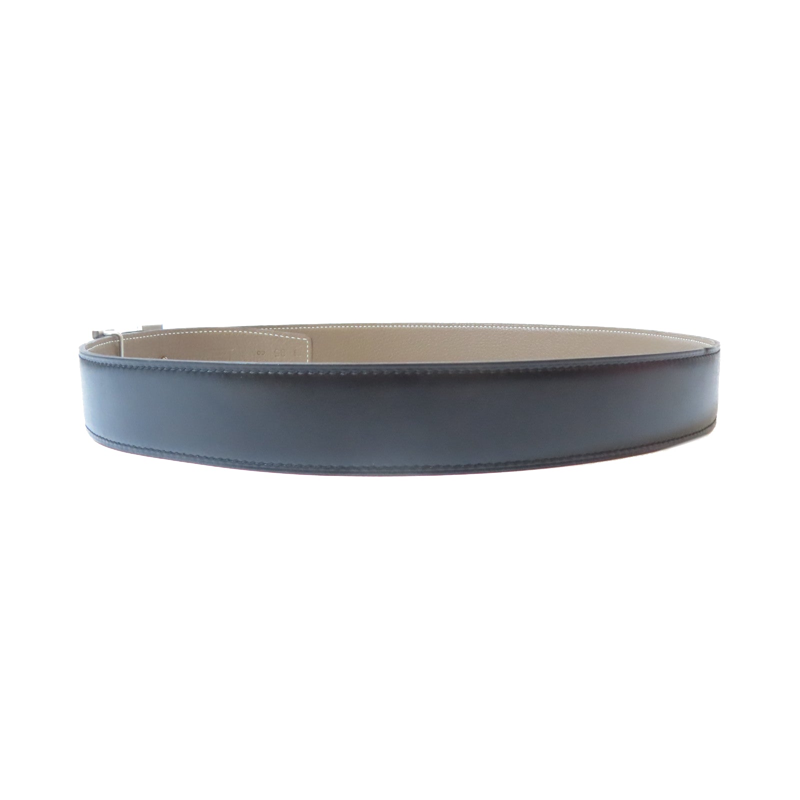 HERMES Epsom皮革/牛皮皮革H Belt Buckle & Reversible Belt銀扣皮帶大象灰色/黑色