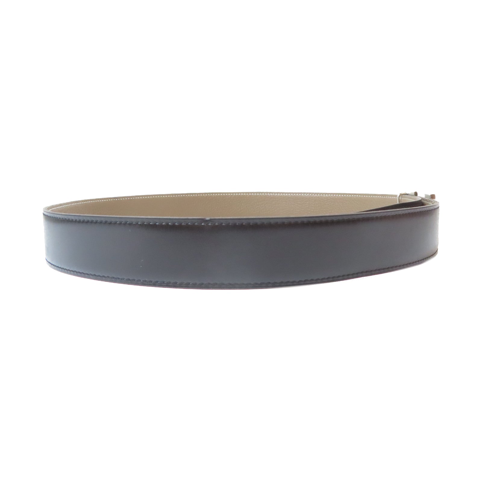 HERMES Epsom皮革/牛皮皮革H Belt Buckle & Reversible Belt銀扣皮帶大象灰色/黑色
