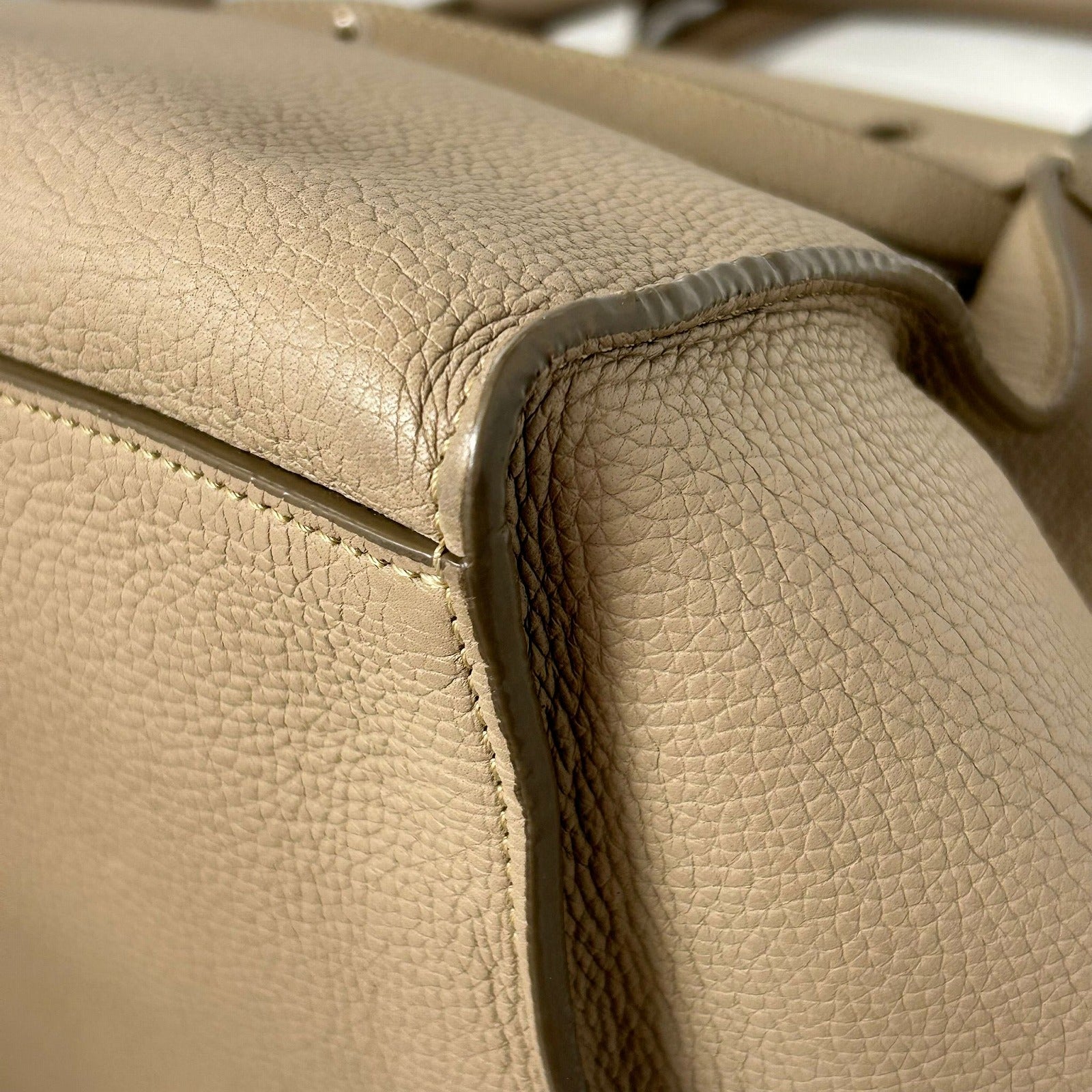 CELINE 【激減優惠】牛皮皮革Big Bag銀扣手挽肩背兩用袋米色