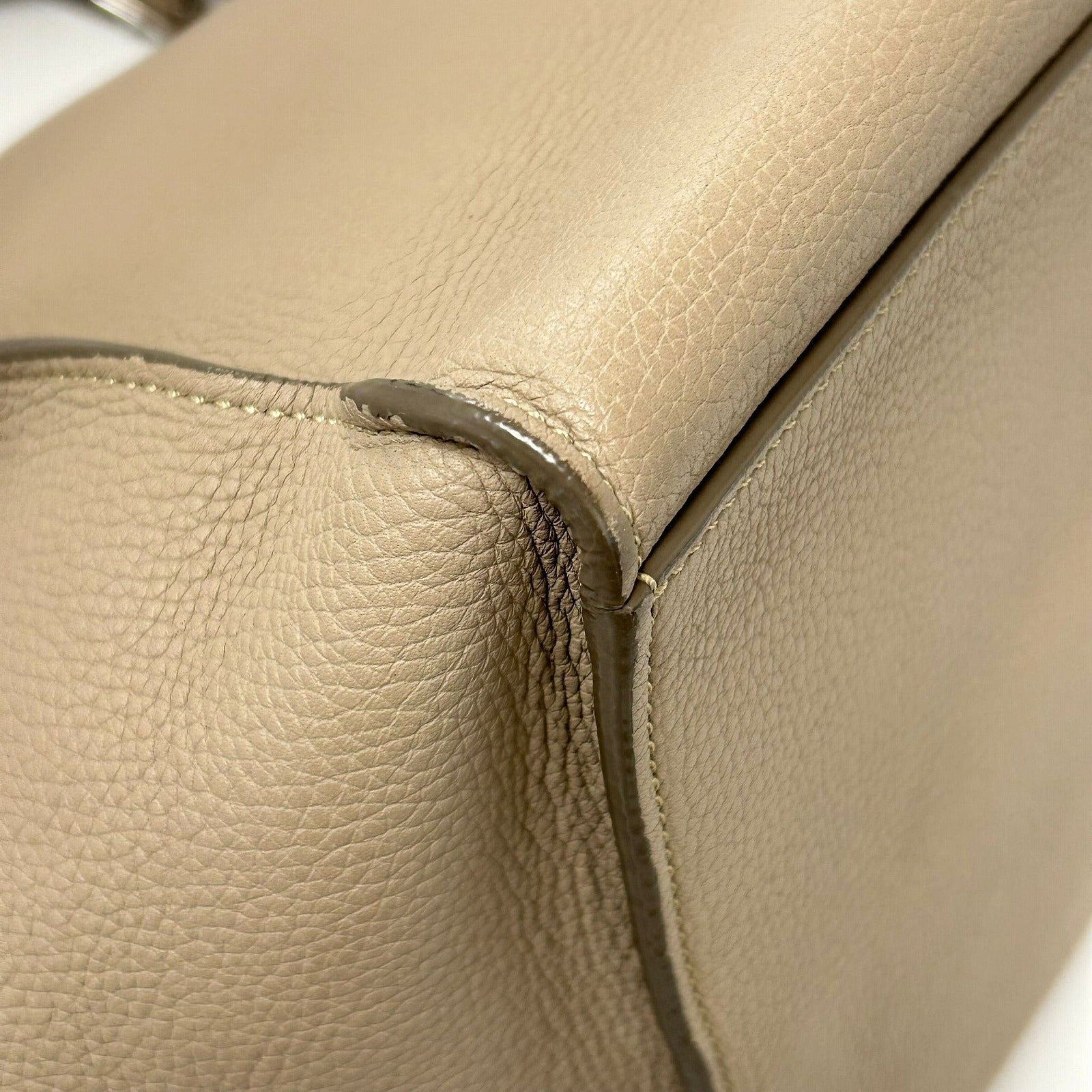 CELINE 【激減優惠】牛皮皮革Big Bag銀扣手挽肩背兩用袋米色
