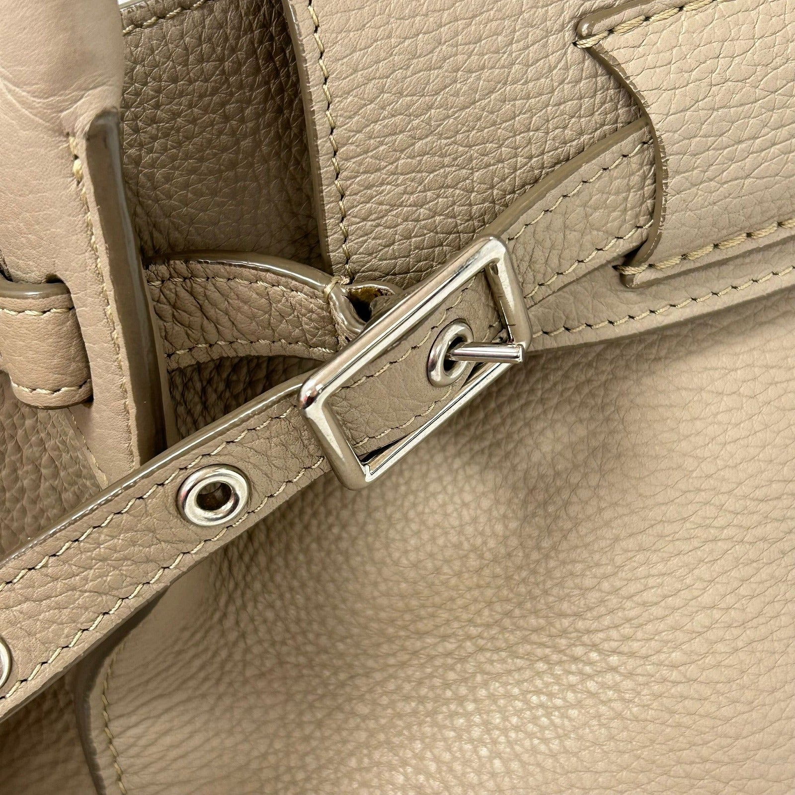 CELINE 【激減優惠】牛皮皮革Big Bag銀扣手挽肩背兩用袋米色