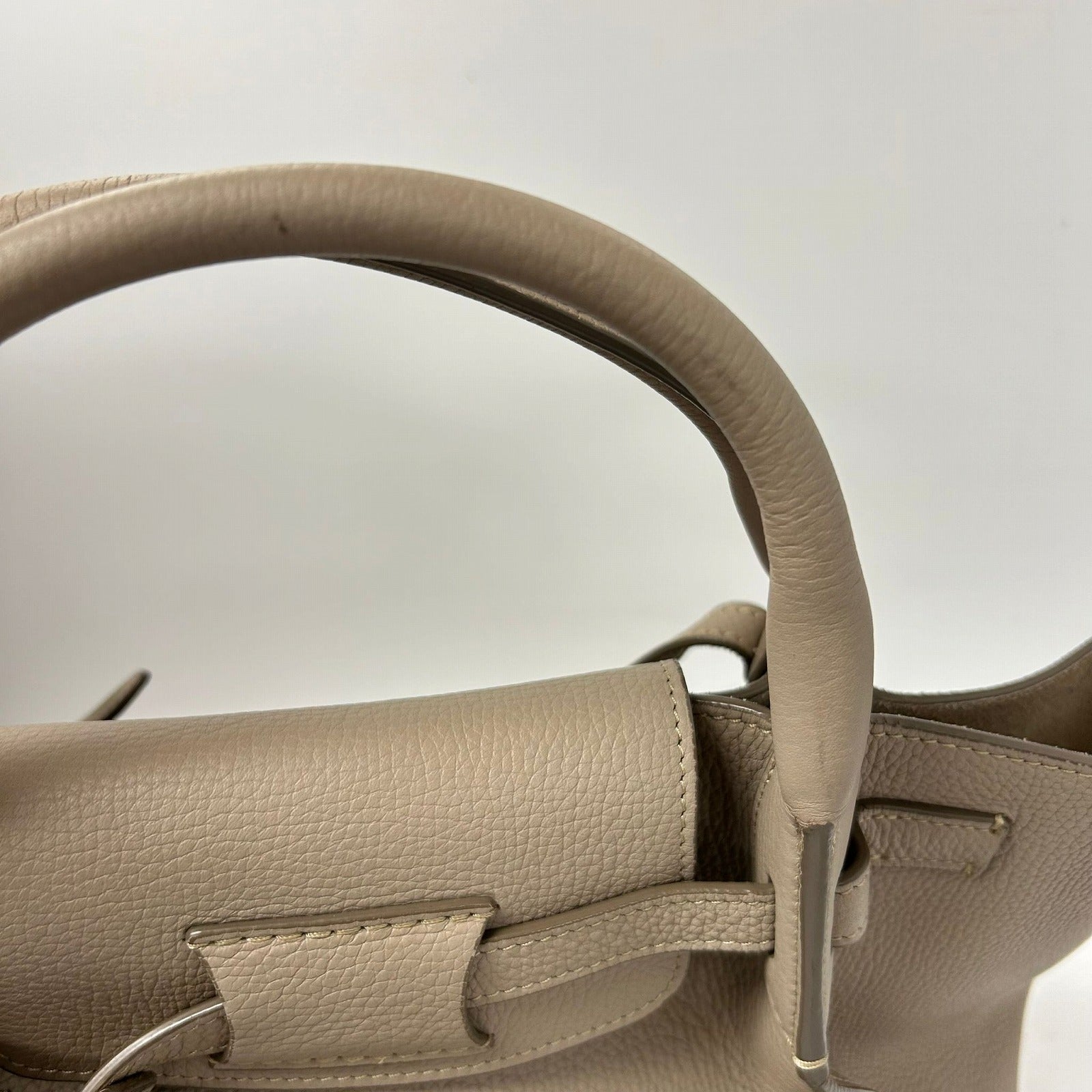 CELINE 【激減優惠】牛皮皮革Big Bag銀扣手挽肩背兩用袋米色