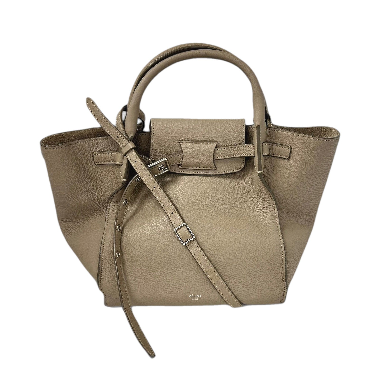 CELINE 【激減優惠】牛皮皮革Big Bag銀扣手挽肩背兩用袋米色