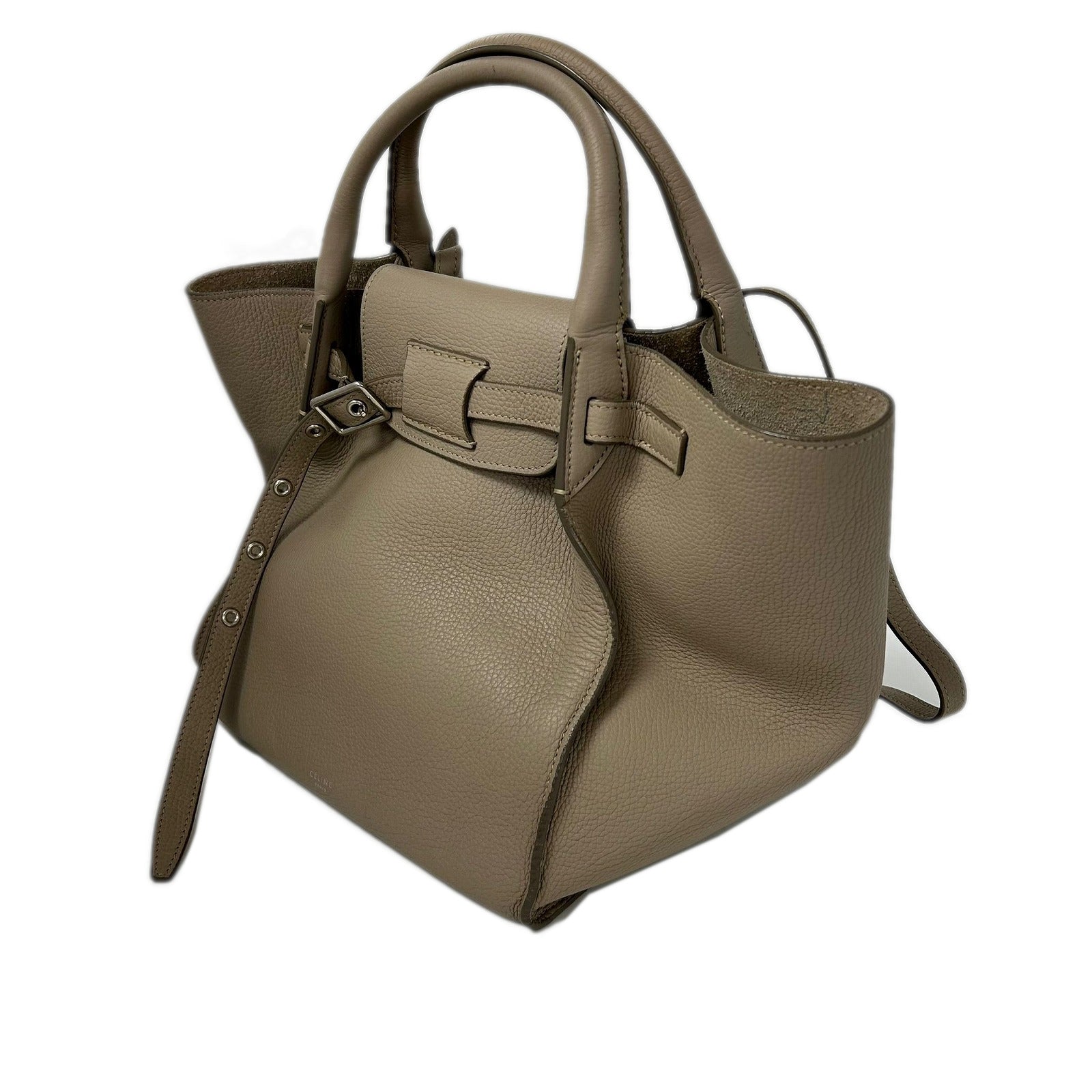 CELINE 【激減優惠】牛皮皮革Big Bag銀扣手挽肩背兩用袋米色