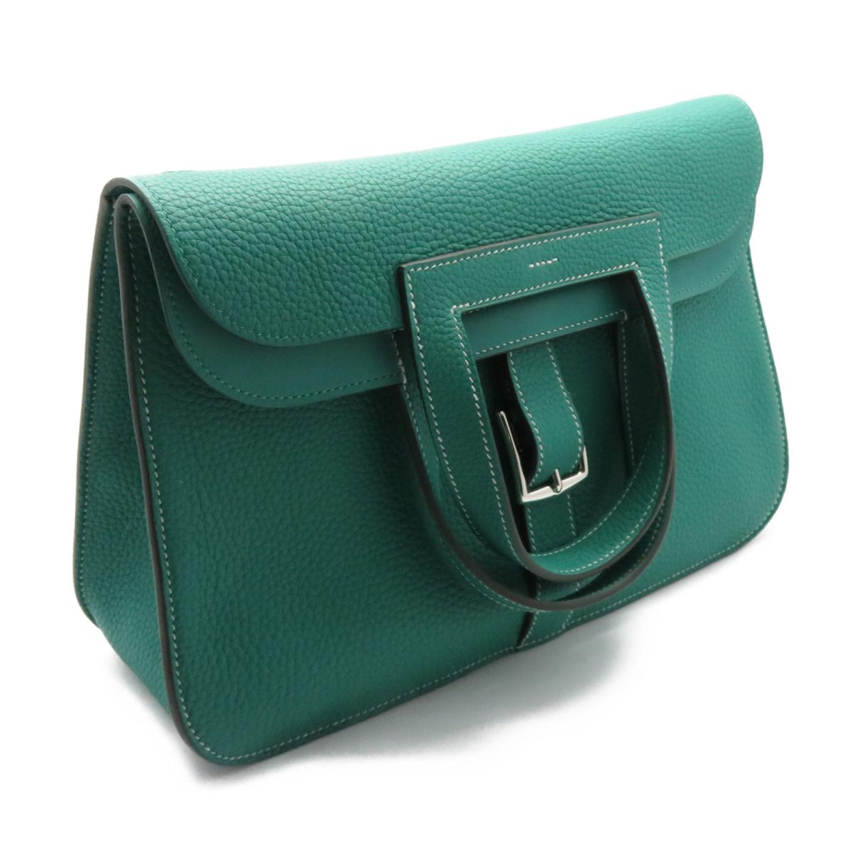 HERMES Clemence皮革Halzan 31手挽肩背兩用袋Vert Veronese