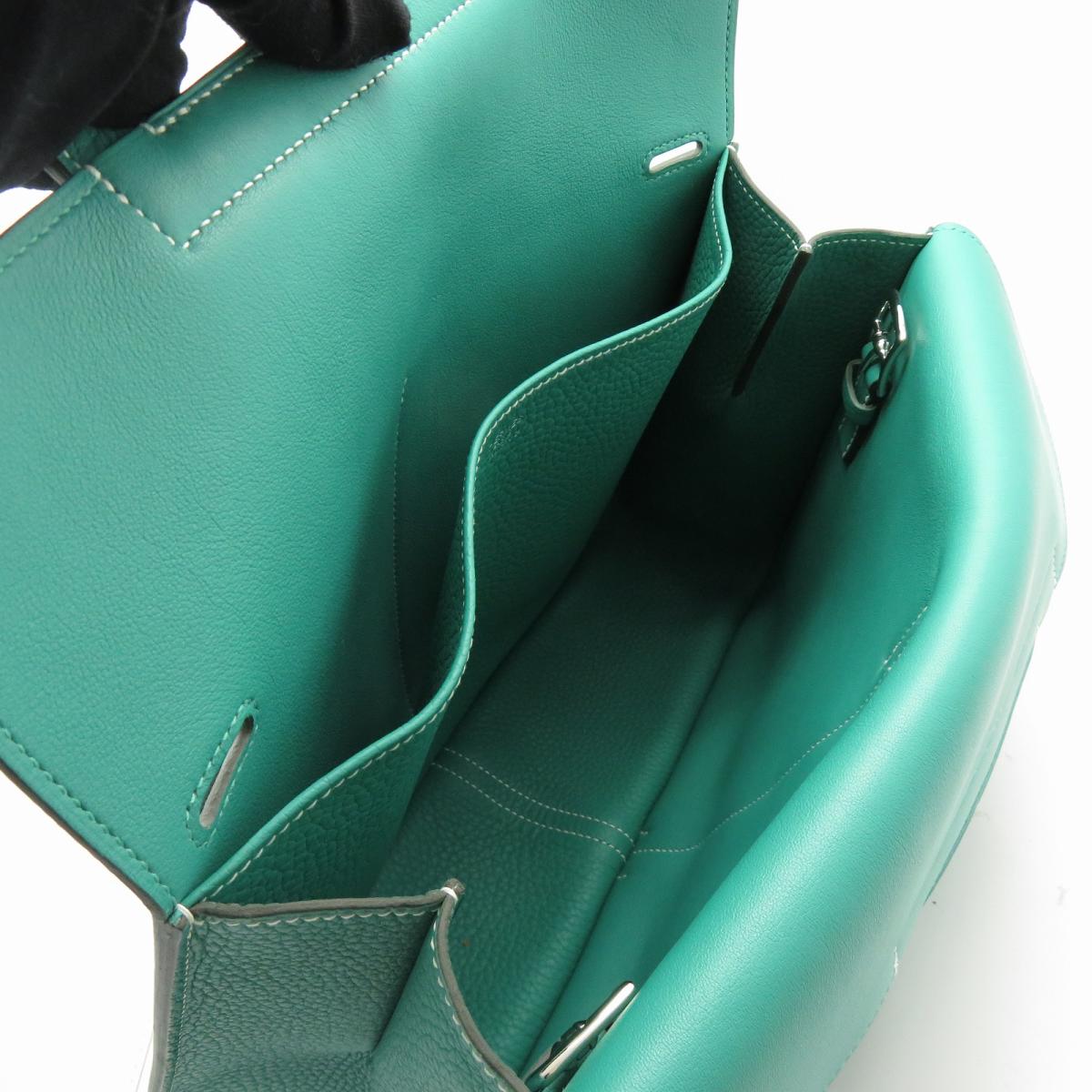 HERMES Clemence皮革Halzan 31手挽肩背兩用袋Vert Veronese
